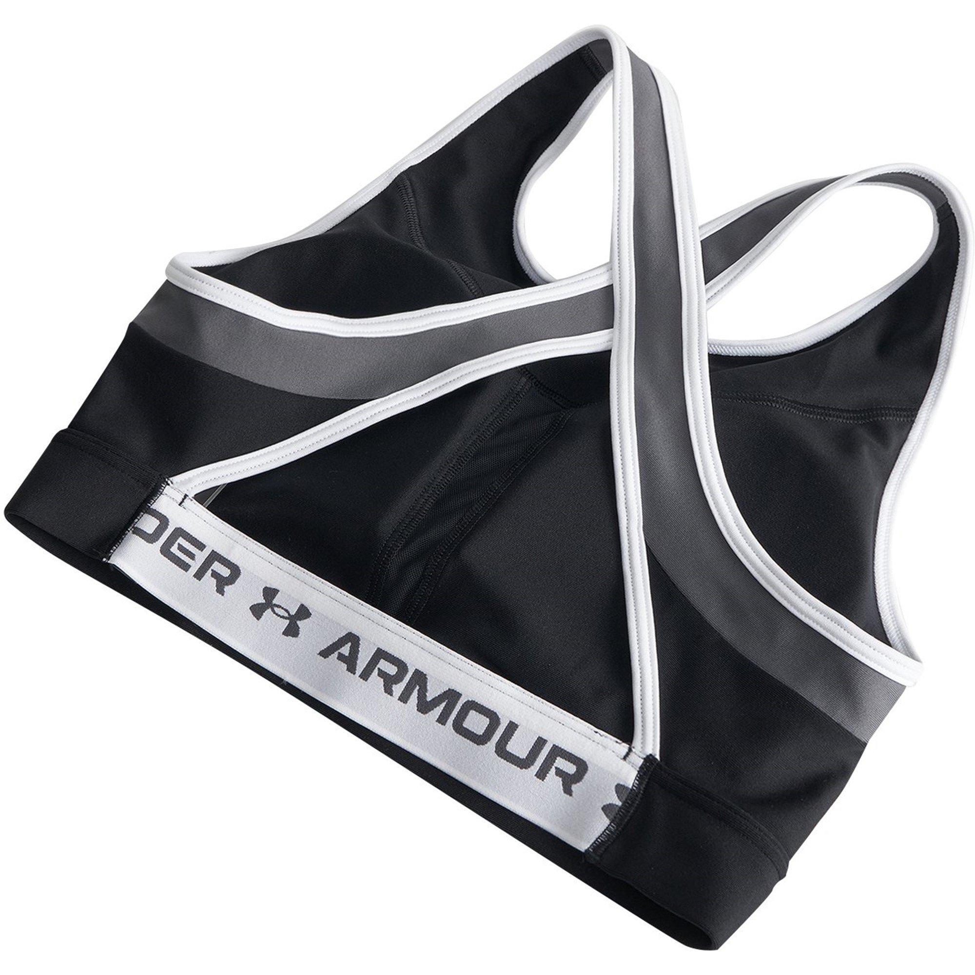 Blk/Castle/Wht - Under Armour - Crossback Non Wired Medium Impact Sports Bra - 2