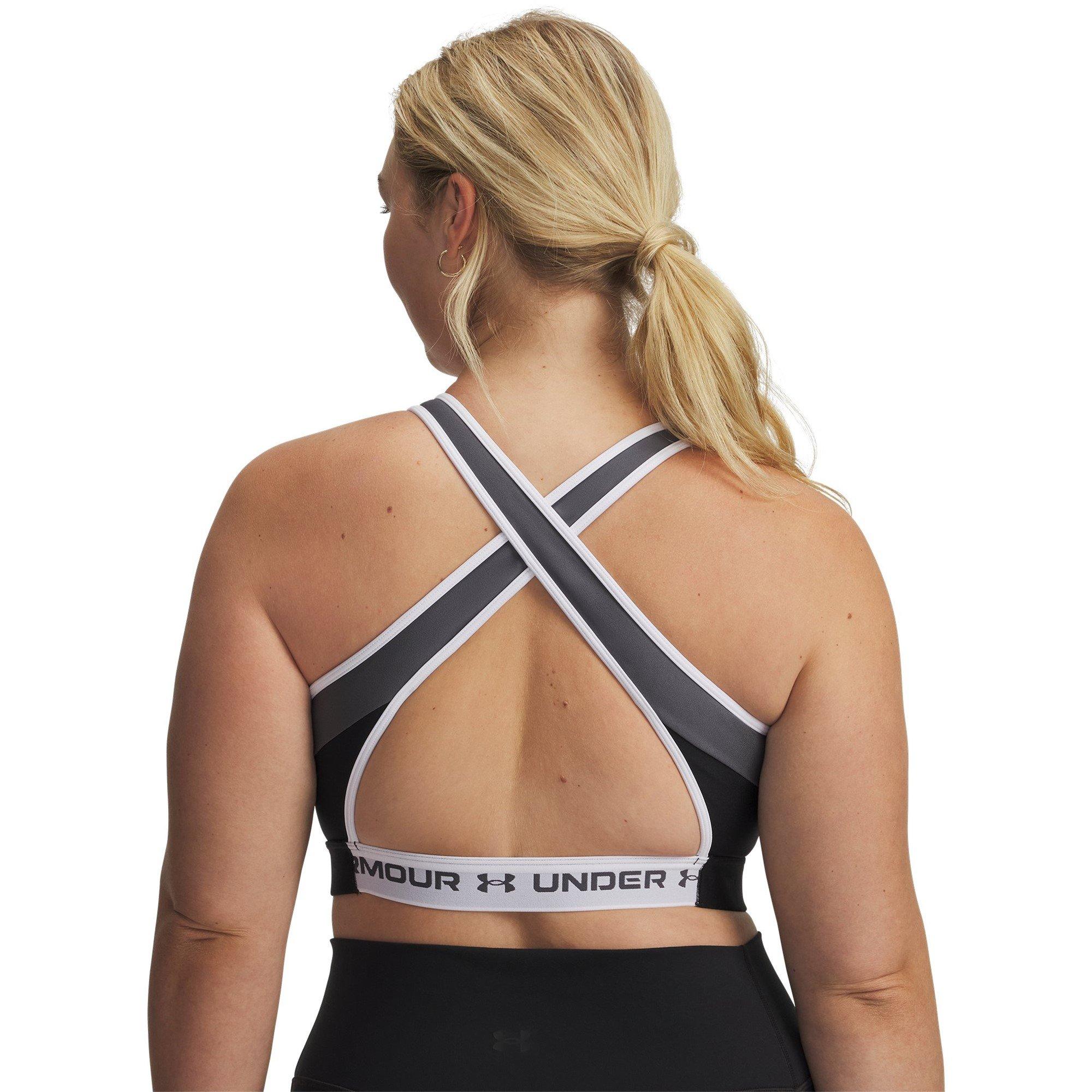 Blk/Castle/Wht - Under Armour - Crossback Non Wired Medium Impact Sports Bra - 11