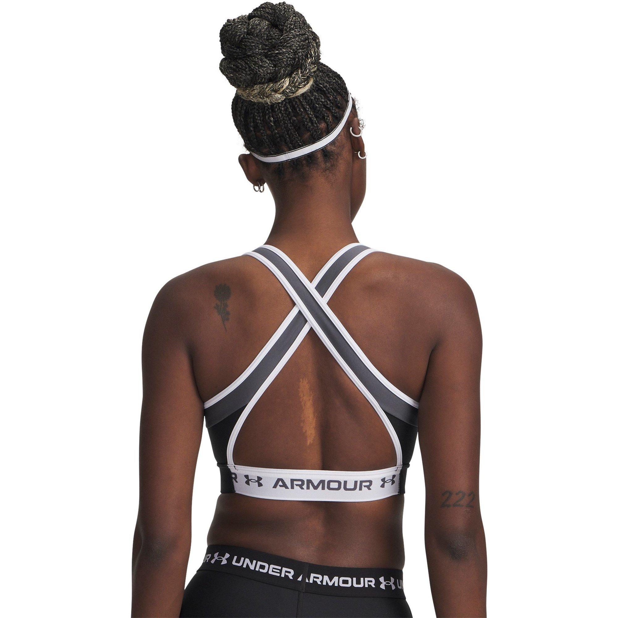 Blk/Castle/Wht - Under Armour - Crossback Non Wired Medium Impact Sports Bra - 4