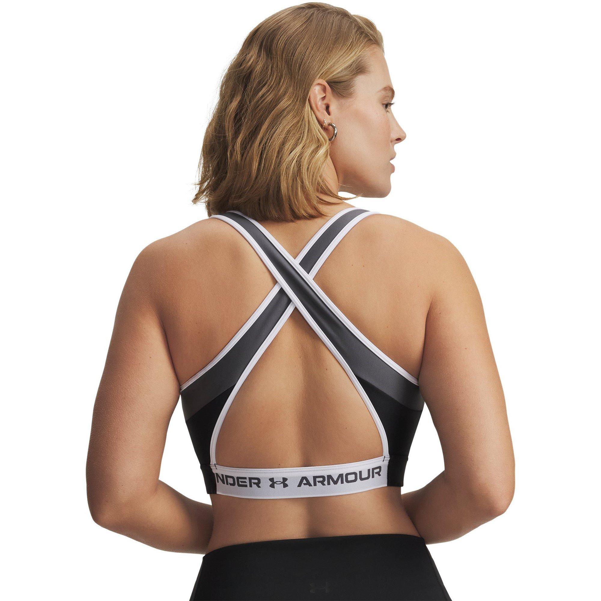 Blk/Castle/Wht - Under Armour - Crossback Non Wired Medium Impact Sports Bra - 9