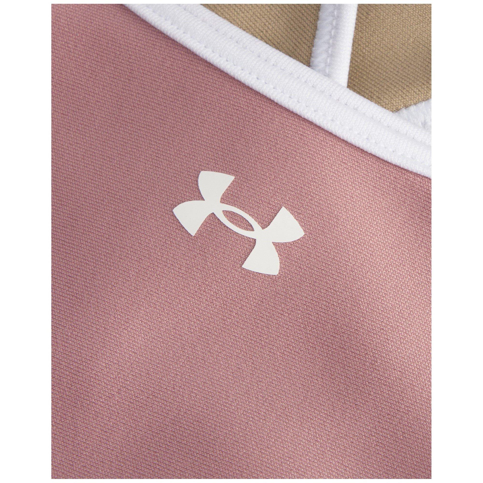 Pink/Khaki/Wht - Under Armour - Women's Crossback Non Wired Medium Impact Sports Bra - 13
