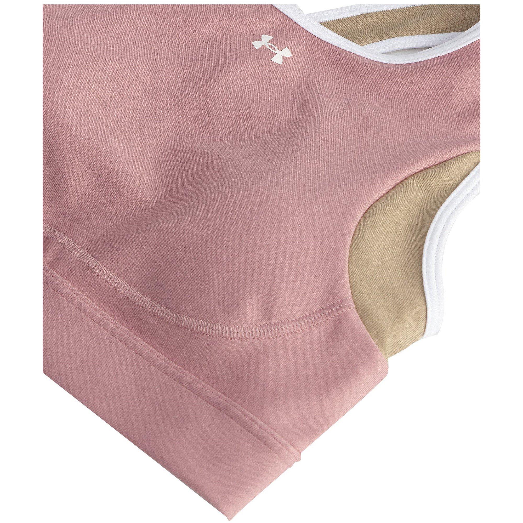 Pink/Khaki/Wht - Under Armour - Women's Crossback Non Wired Medium Impact Sports Bra - 15