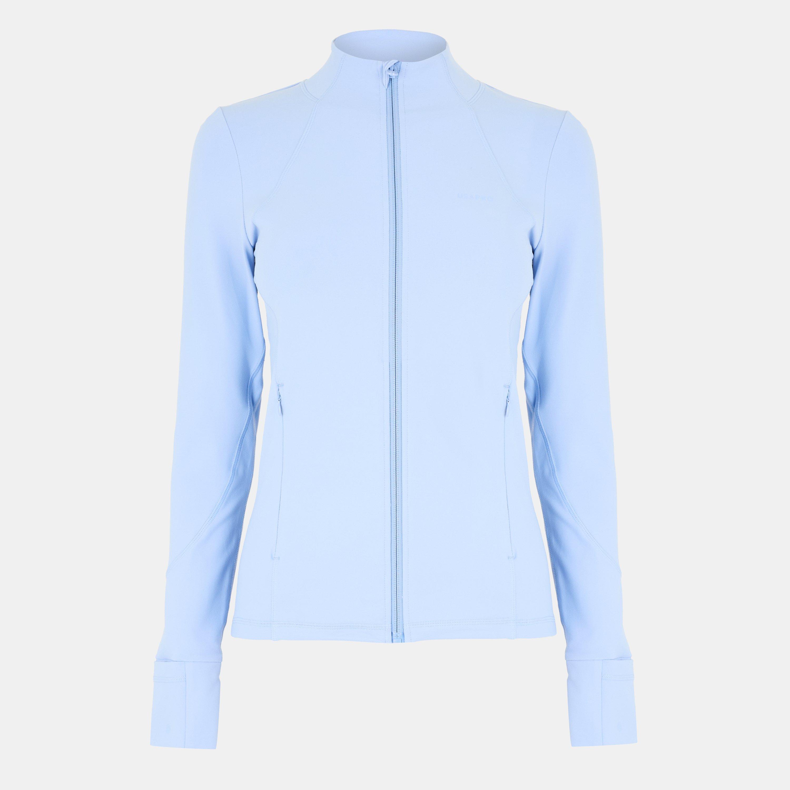 Usa Pro Women's Core Fitness Long Sleeve Slim Fit Performance Training Jacket - Brunera Blue - 10 (38)