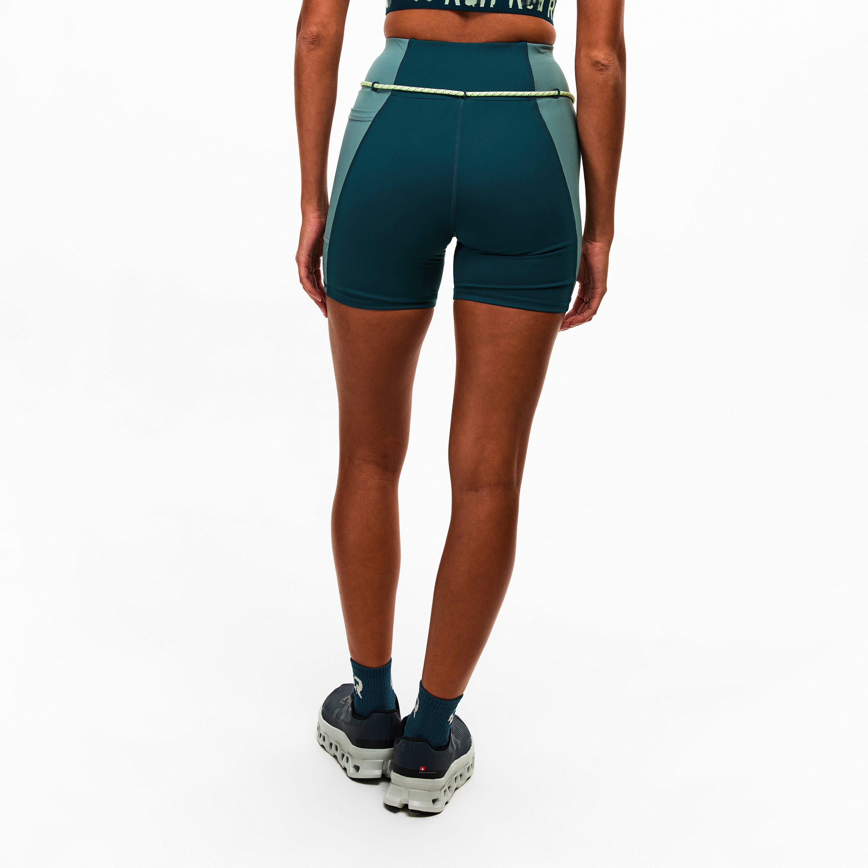 Dark Green - Red Run - Womens Skyline Cycling Shorts - 4