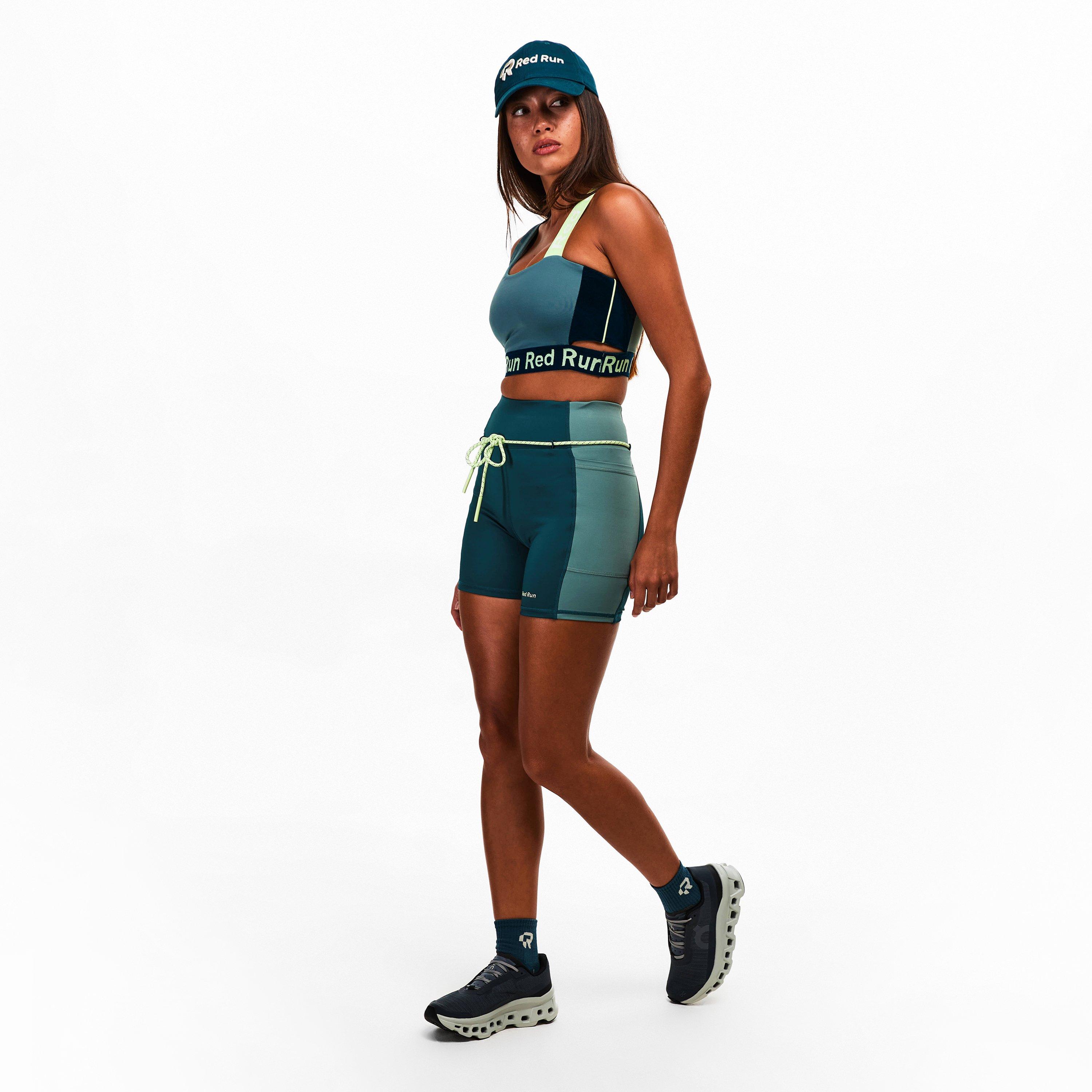 Dark Green - Red Run - Womens Skyline Cycling Shorts - 6