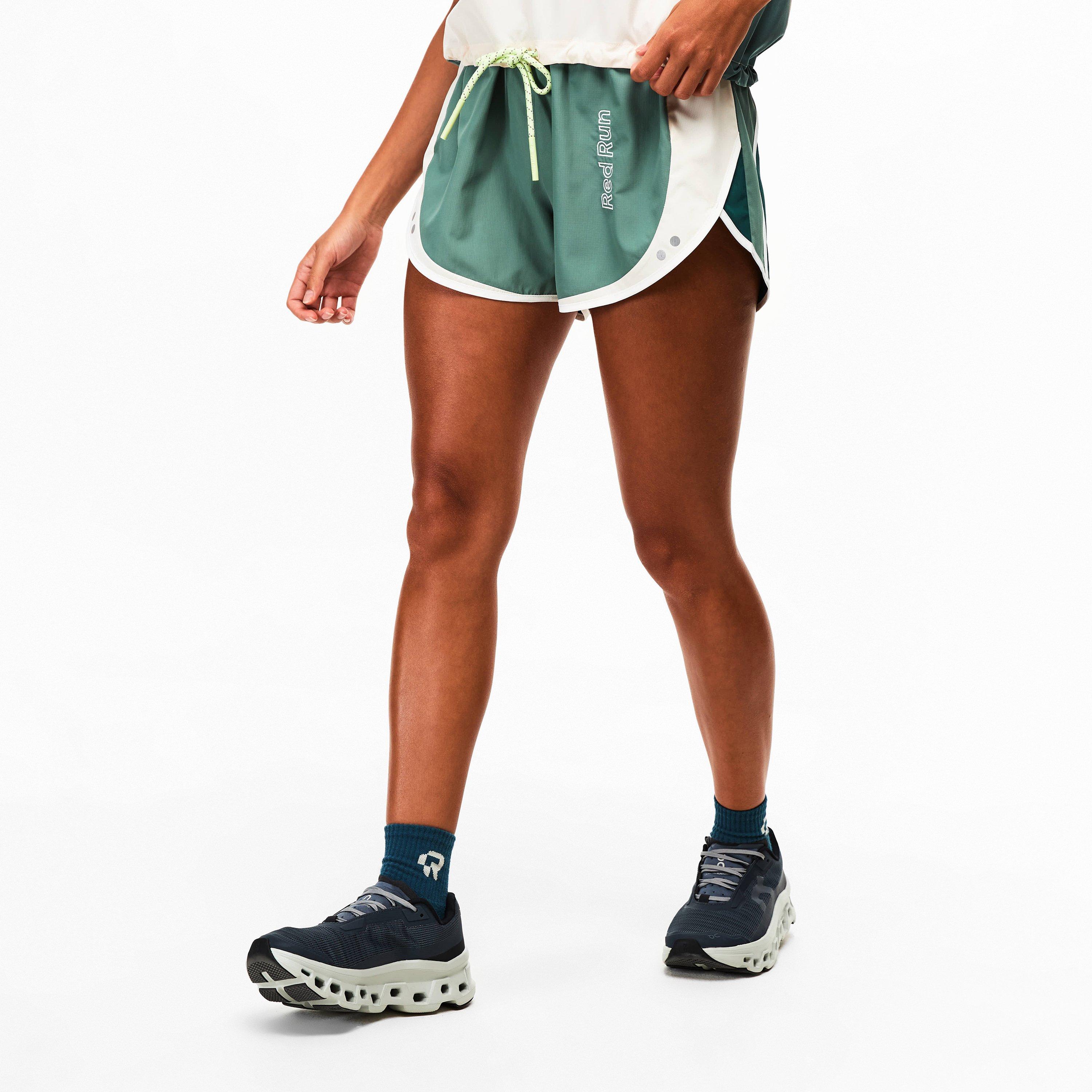 Green - Red Run - Womens Skyline Colourblock Running Shorts - 3