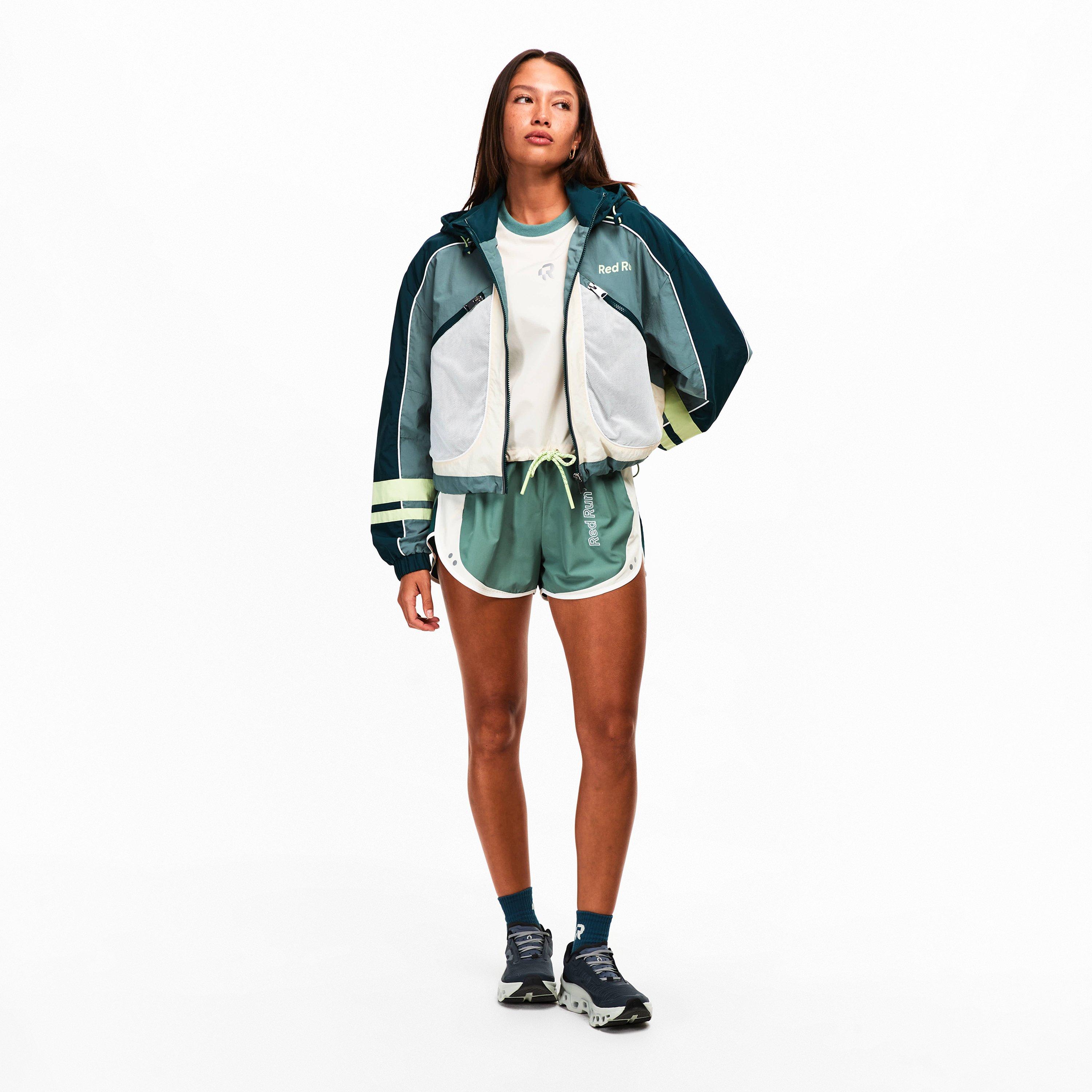 Green - Red Run - Womens Skyline Colourblock Running Shorts - 6