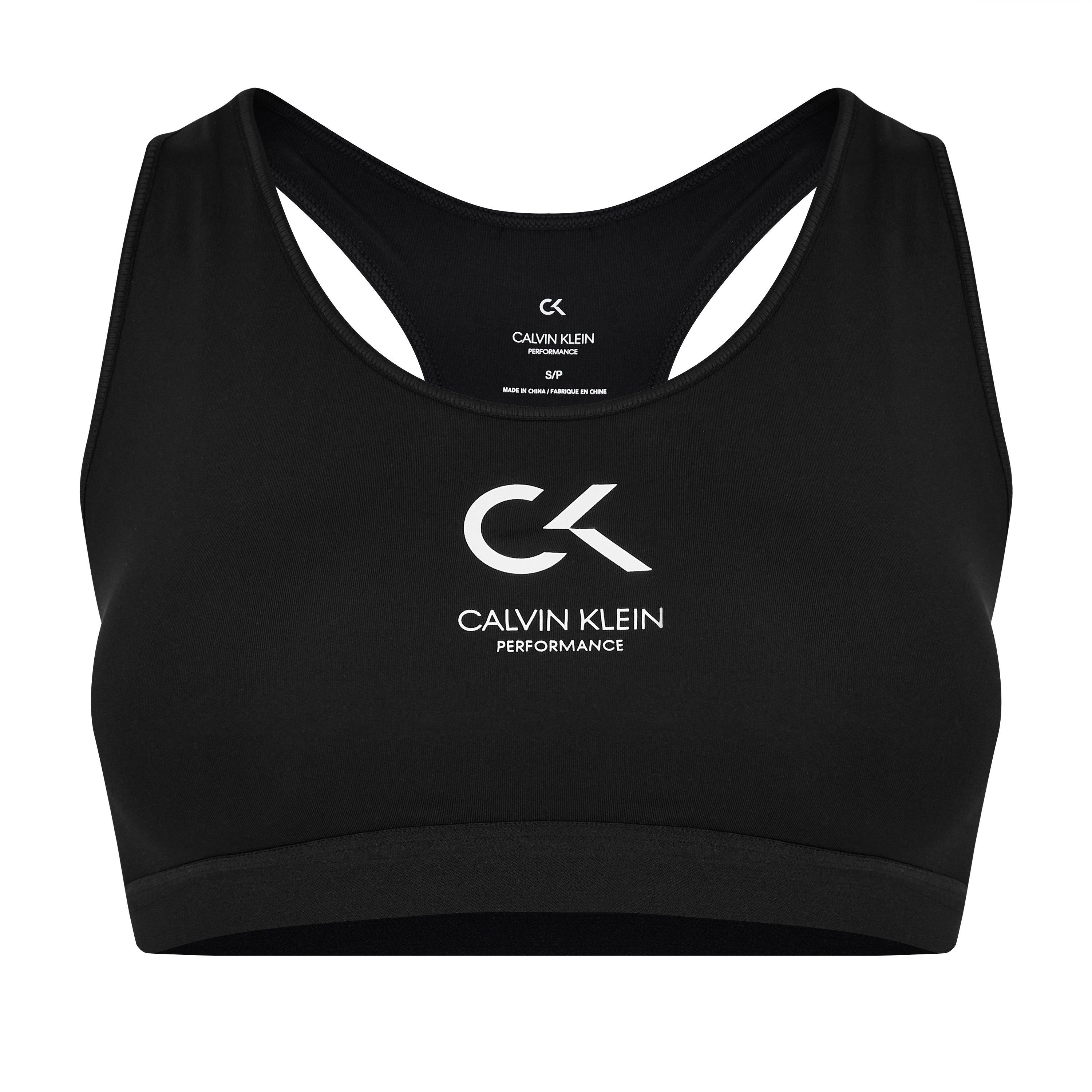 Black and white calvin klein sports bra online