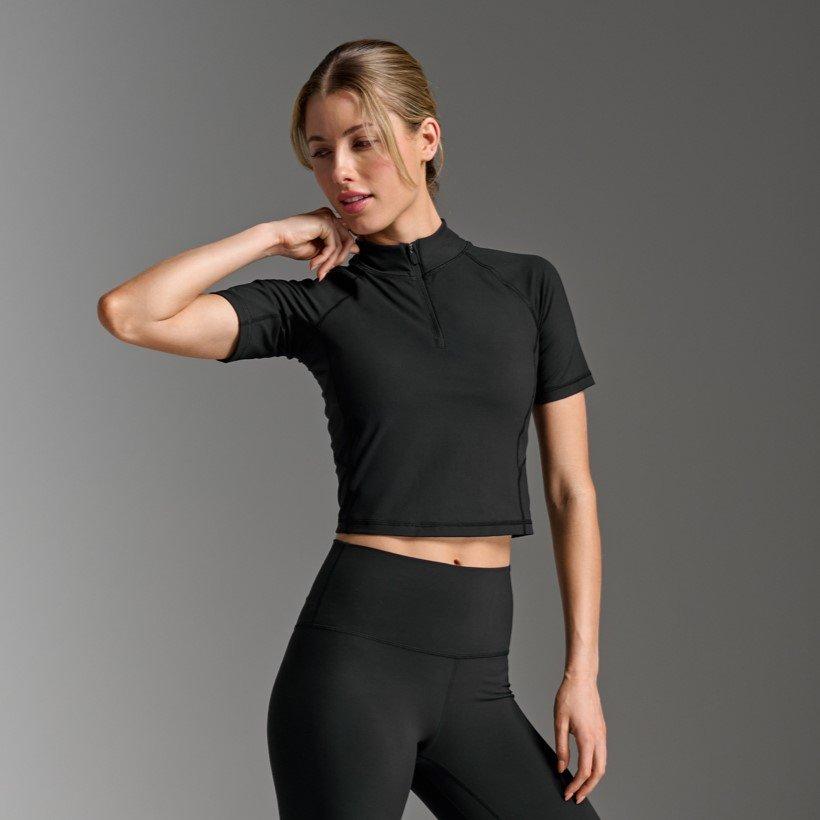 Black/Black - 2XU - Form Soft half Zip Short Sleeve Performance Gym Top - 3