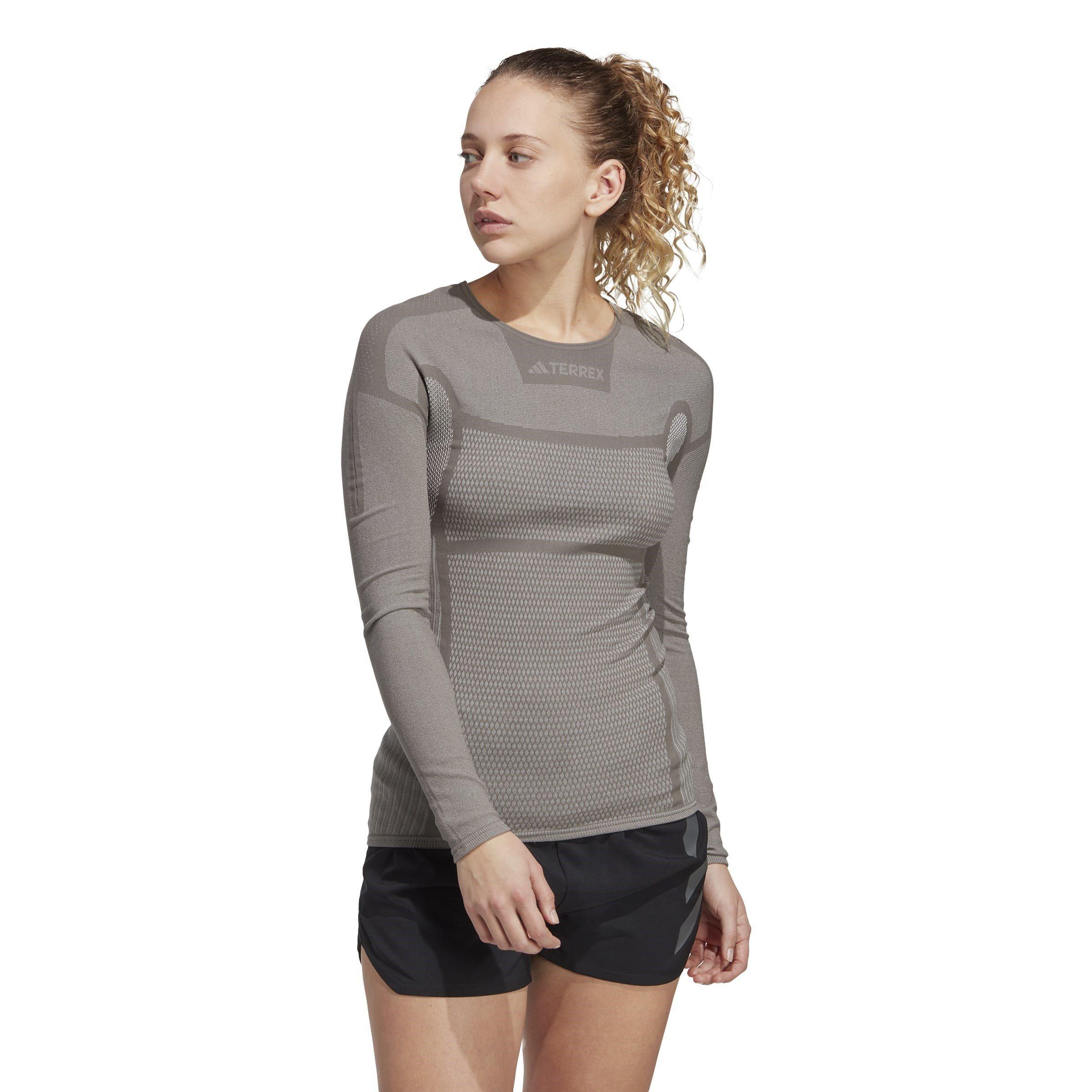 Grefiv/Wit - adidas - Drynamo Long Sleeve Performance shirt Womens - 2