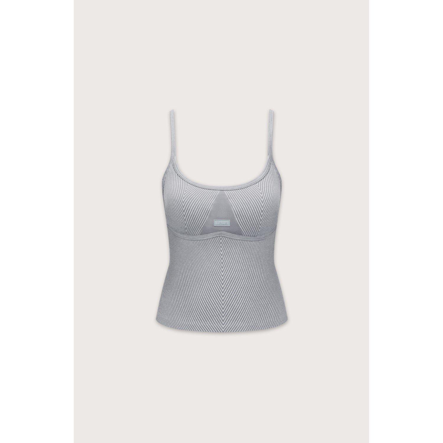 Grey Marl - TALA - TALA SCULPT SEAMLESS CONTRAST RIB VEST VINTAGE GREY - 1
