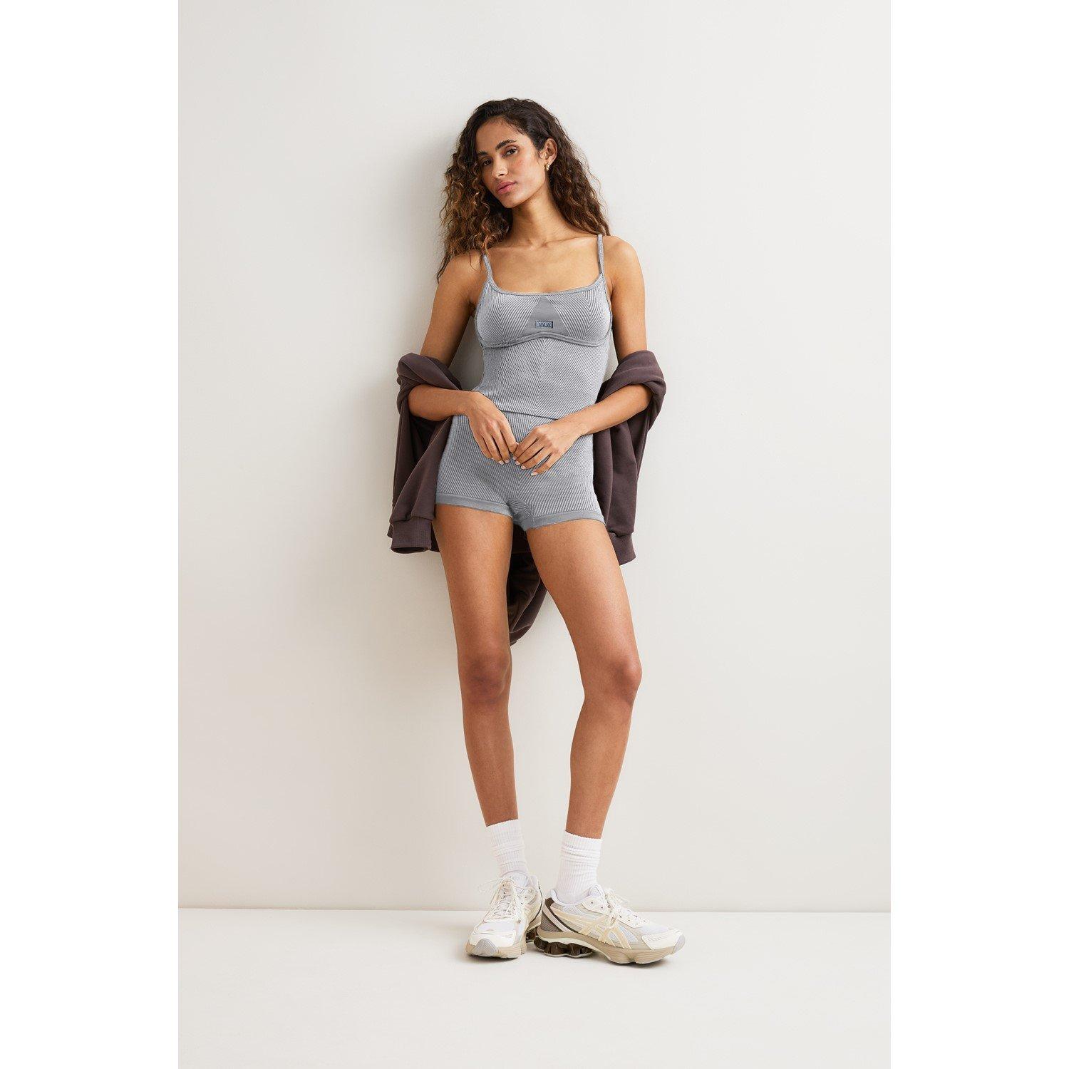 Grey Marl - TALA - TALA SCULPT SEAMLESS CONTRAST RIB VEST VINTAGE GREY - 2