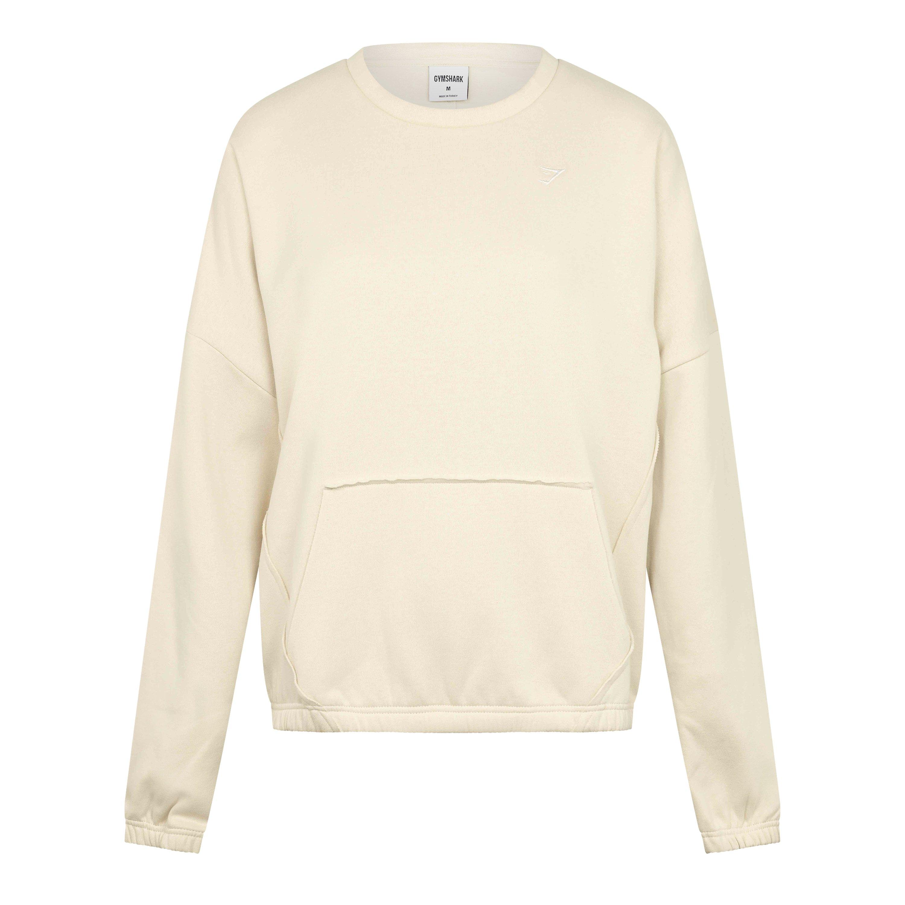 Gs Ecru White - Gymshark - Women's Cotton Fleece Oversized Fit Sweatshirt - 1