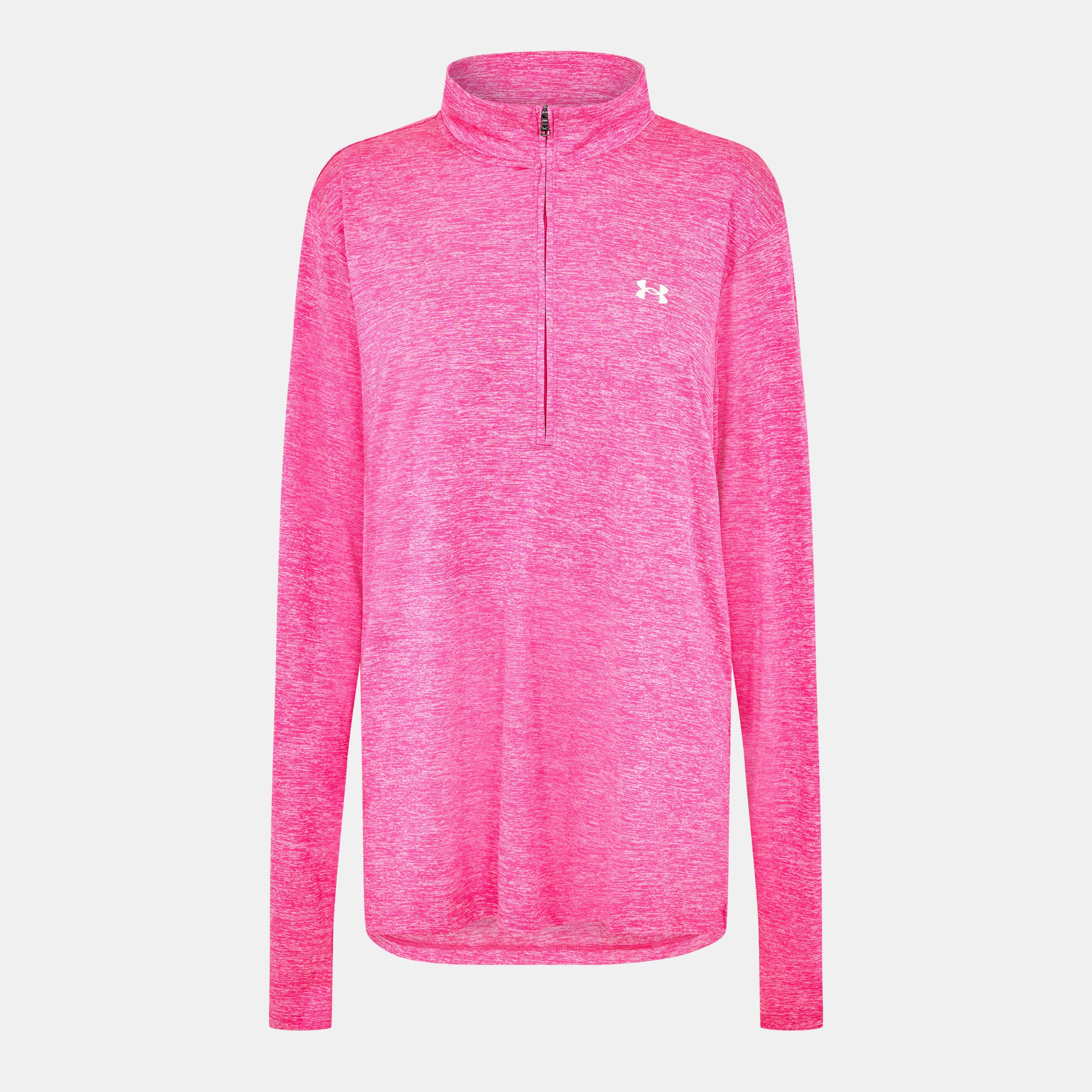 Under Armour Women's Tech Half Zip Top - Pink/White - 14 (L)