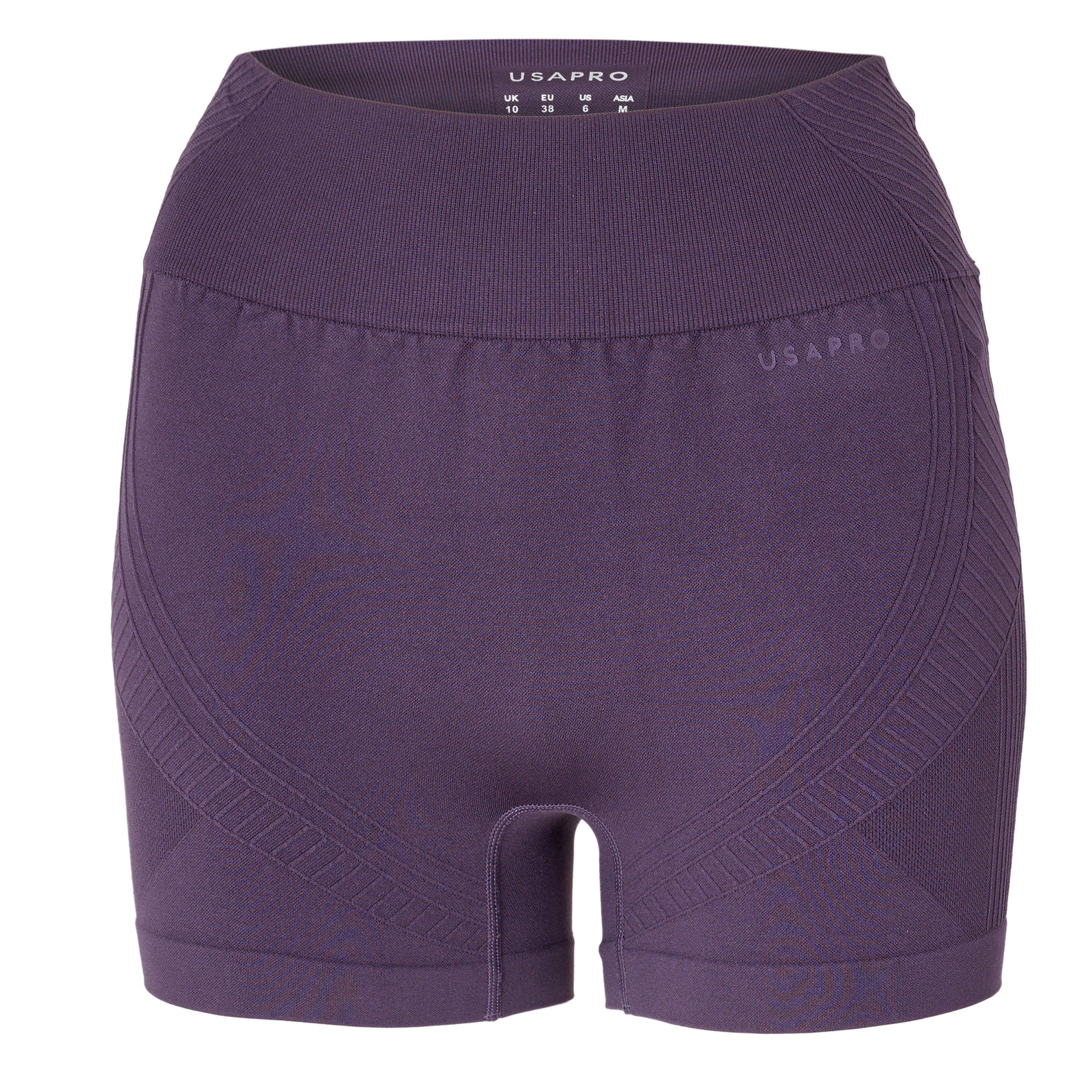 Usa Pro Women's Usap Seamless 3 Inch Shorts - Deep Plum - 14 (42)