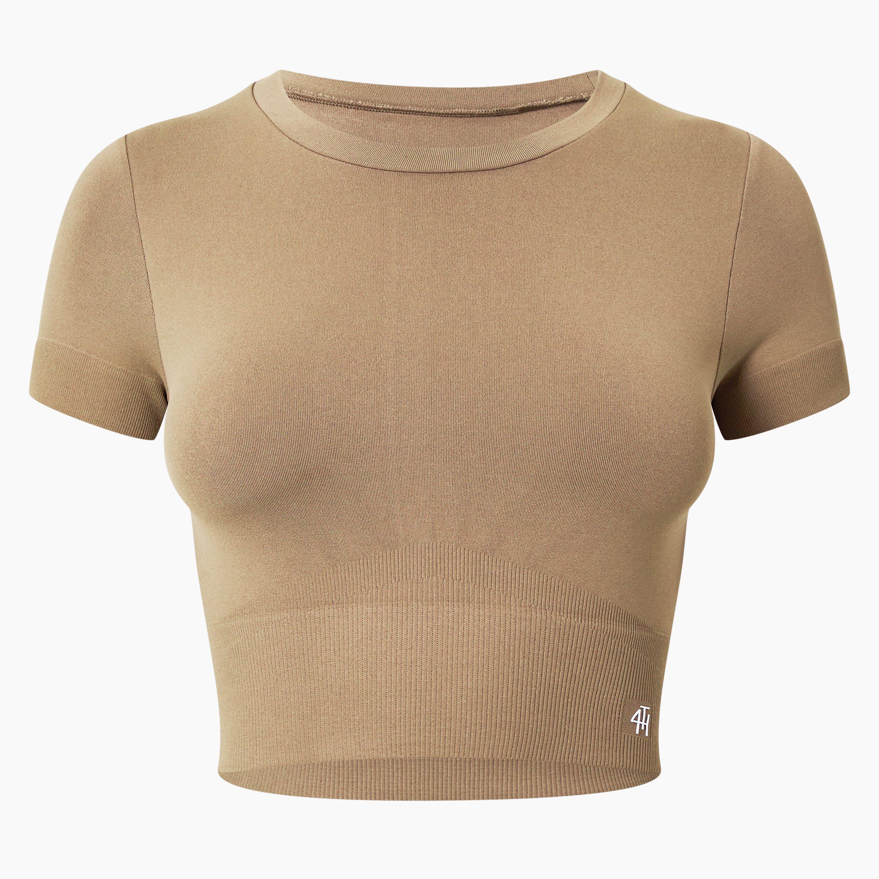 Mocha - 4th and Reckless - Women's Brogan Short-Sleeve Performance Gym Top - 1