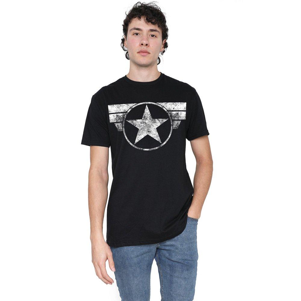 Black - Marvel - Cap Logo Cotton T-shirt - 1