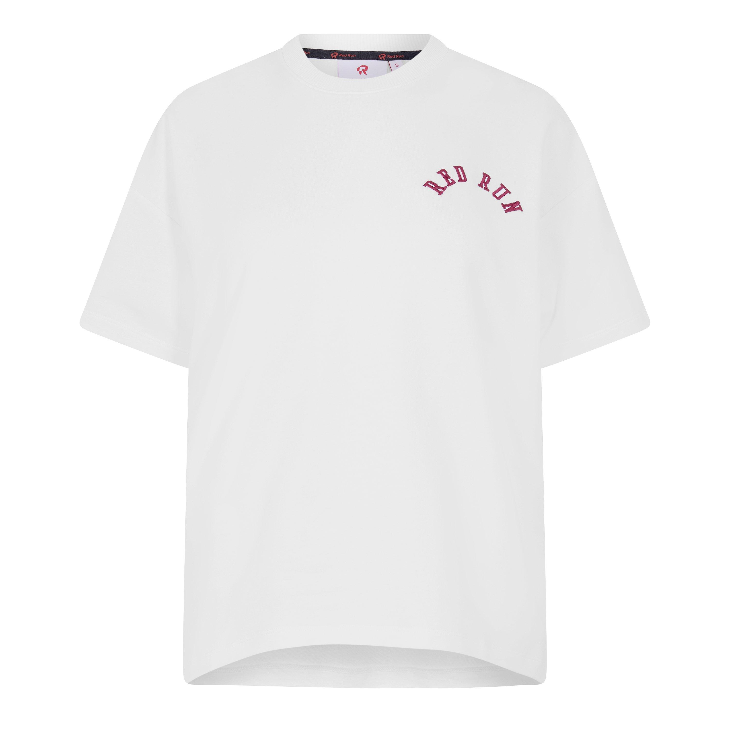 White - Red Run - Womens Active Dark Cherry Cotton Short Sleeve T-Shirt - 1