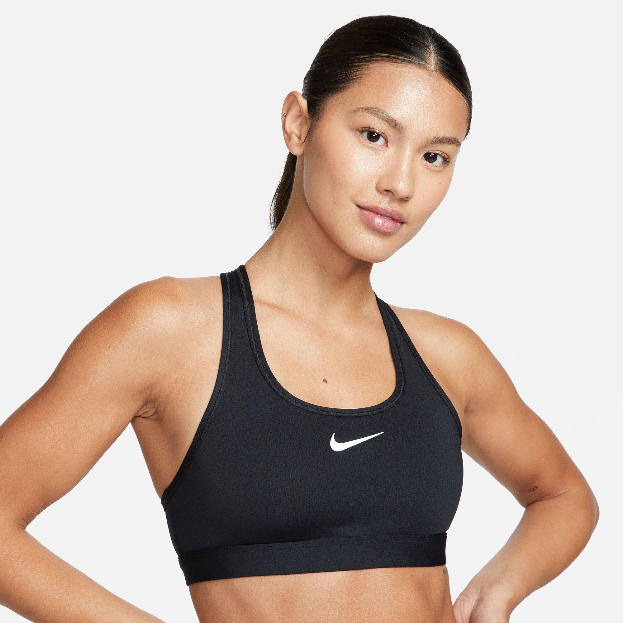 Black/White - Nike - Swoosh Womens Medium Support Sports Bra - 6