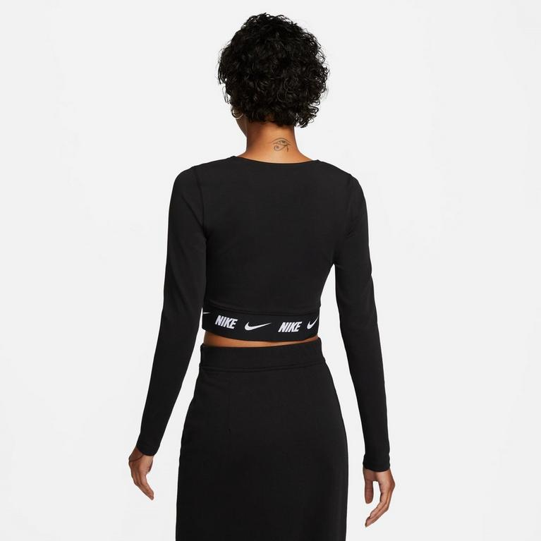 Noir/Fumée - Nike - Sportswear Women's Long-Sleeve Crop Top - 2