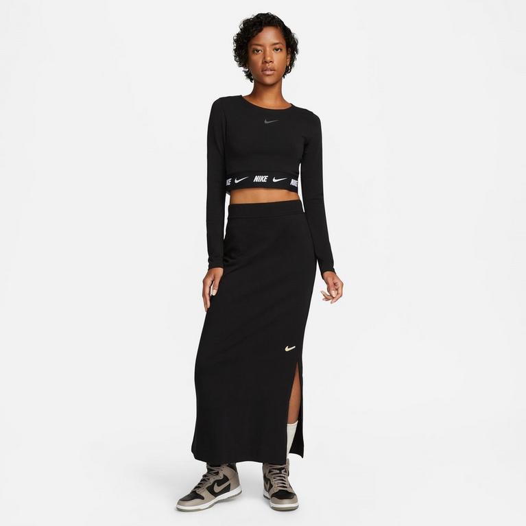 Noir/Fumée - Nike - Sportswear Women's Long-Sleeve Crop Top - 5