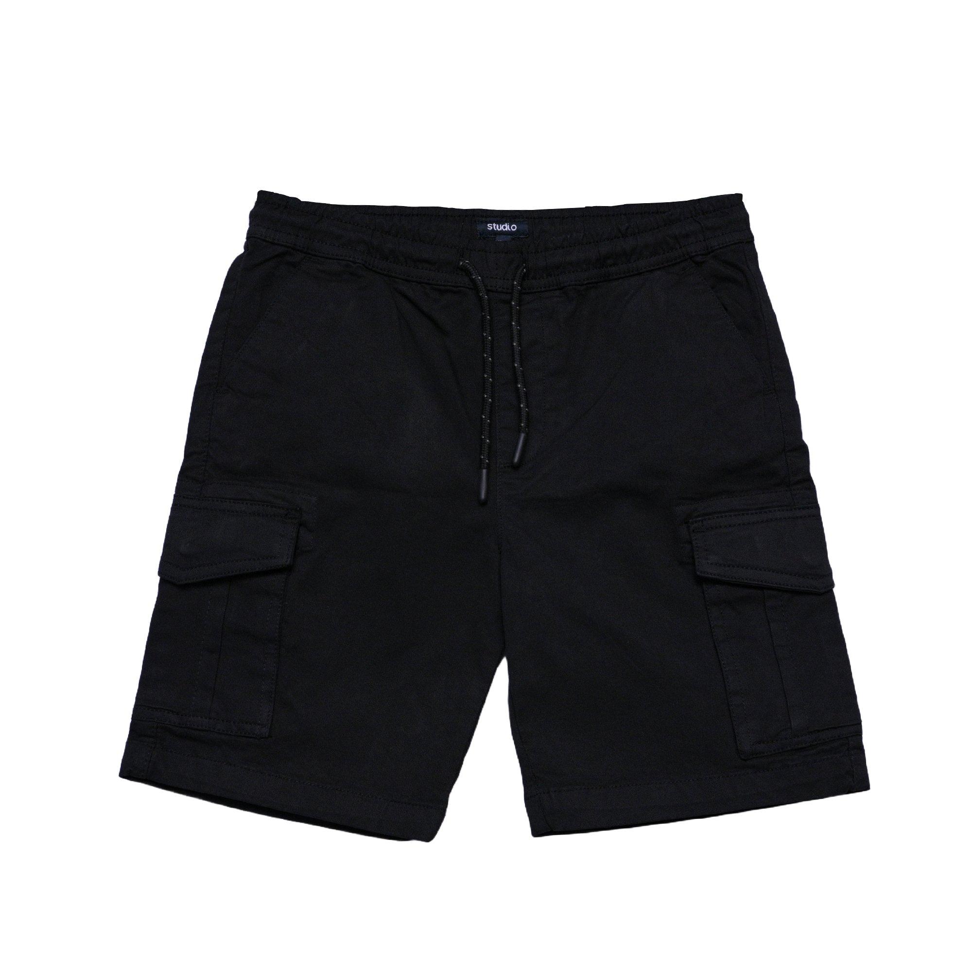 BLACK - Studio - Older Boys Utility Woven Short Black - 2