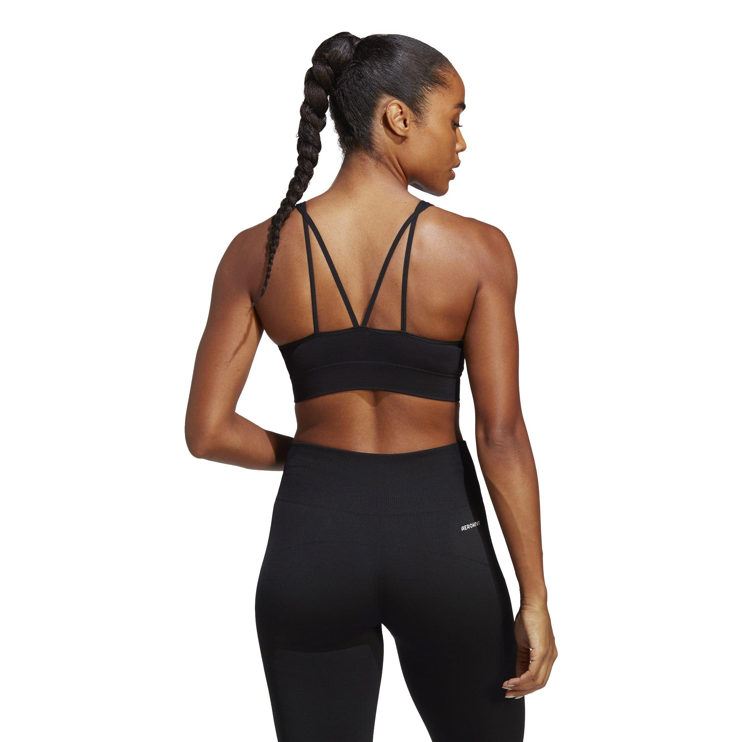 Black - adidas - Women's Aeroknit Training Support Medium Impact Sports Bra - 4