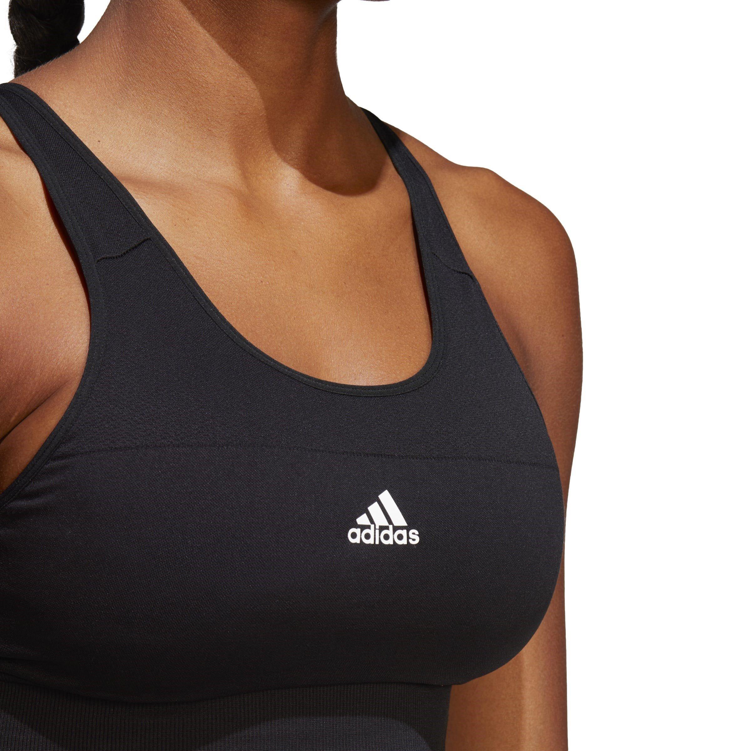 Black - adidas - Women's Aeroknit Training Support Medium Impact Sports Bra - 7