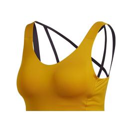 adidas gold Stronger For It Alpha Bra Female Medium Impact Sports Womens