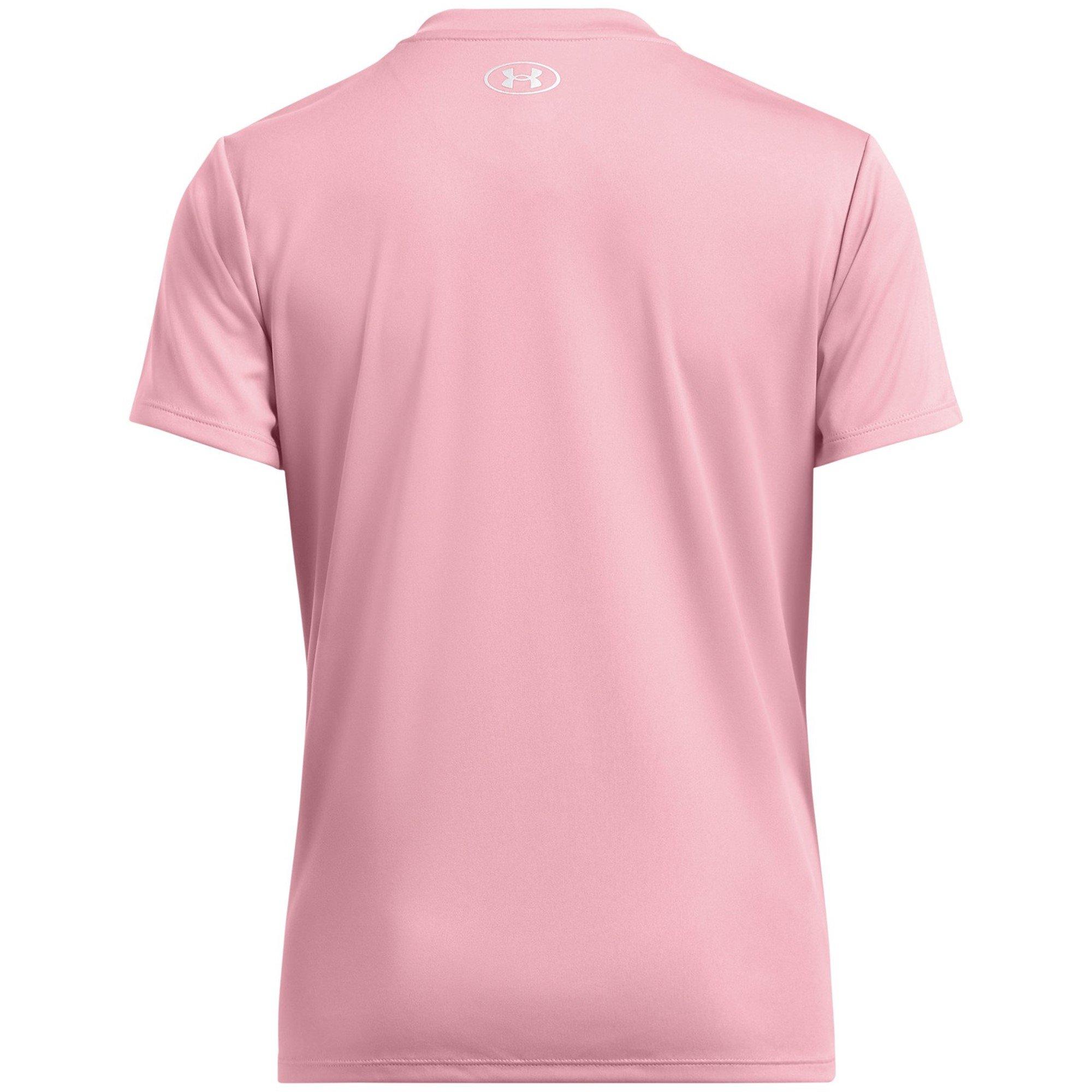 Pink/Met.Silver - Under Armour - Velocity V-Neck Short Sleeve Tee Womens - 4