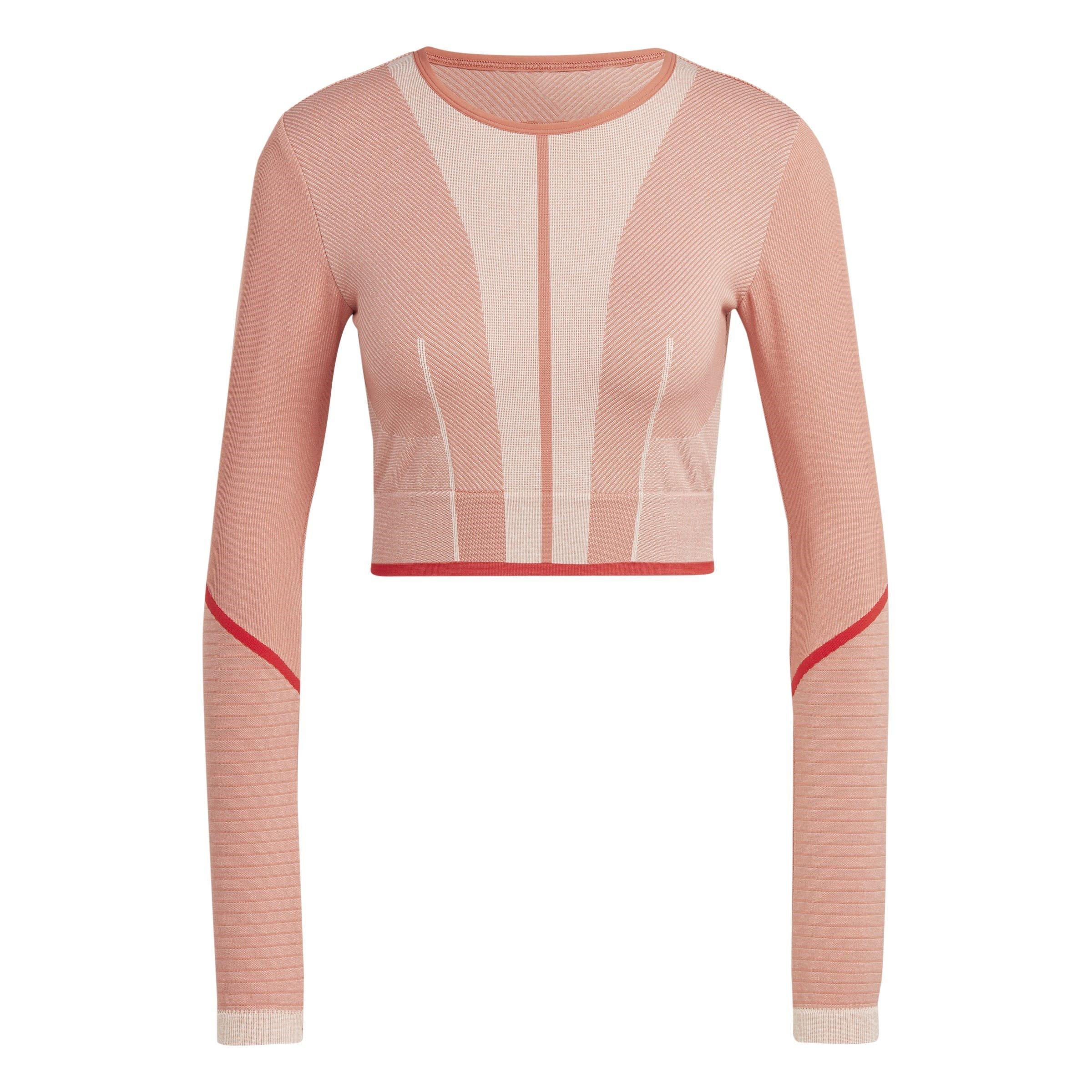 Adidas Women's Cropped Long-Sleeve Performance Gym Top - Magic Earth - 8 (XS)