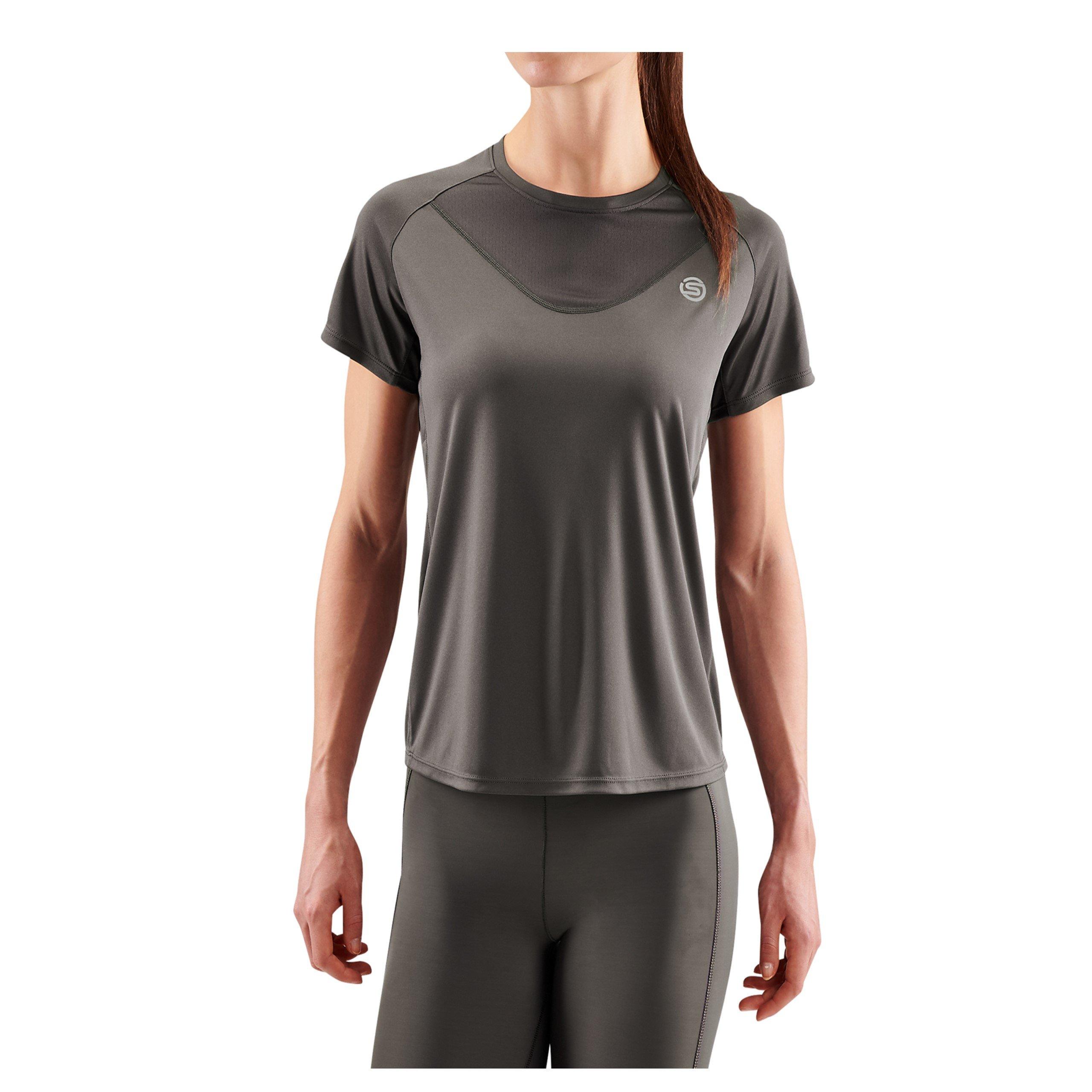 Skins Women's Short-Sleeve Performance Gym Top - Charcoal - 10 (S)