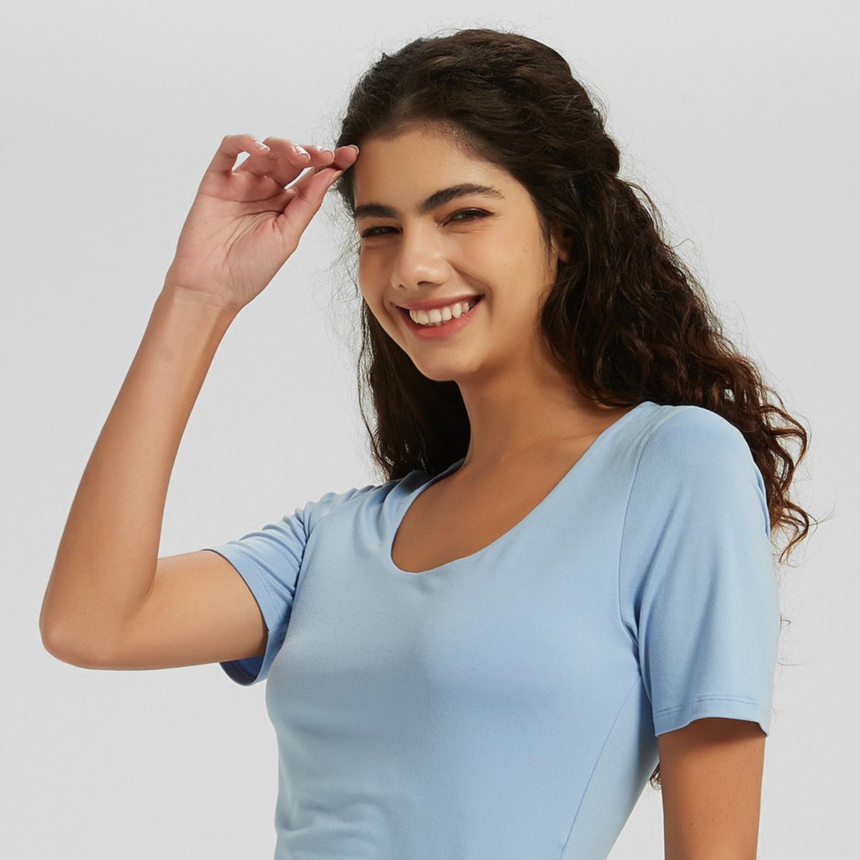 Pale Blue - Be You - Scoop Neck Bodysuit Womens - 2