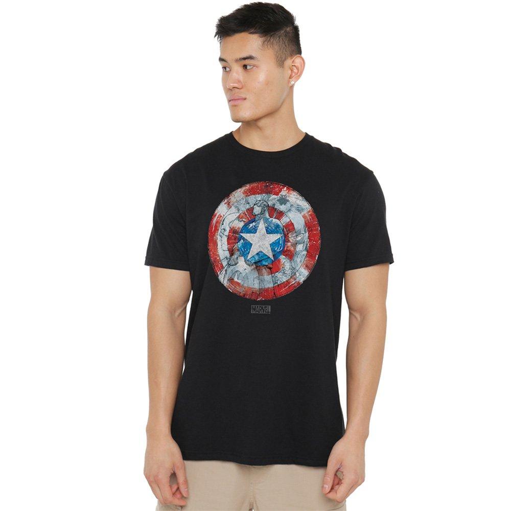 Black - Marvel - Captain America Shield Sketch T-Shirt - 1