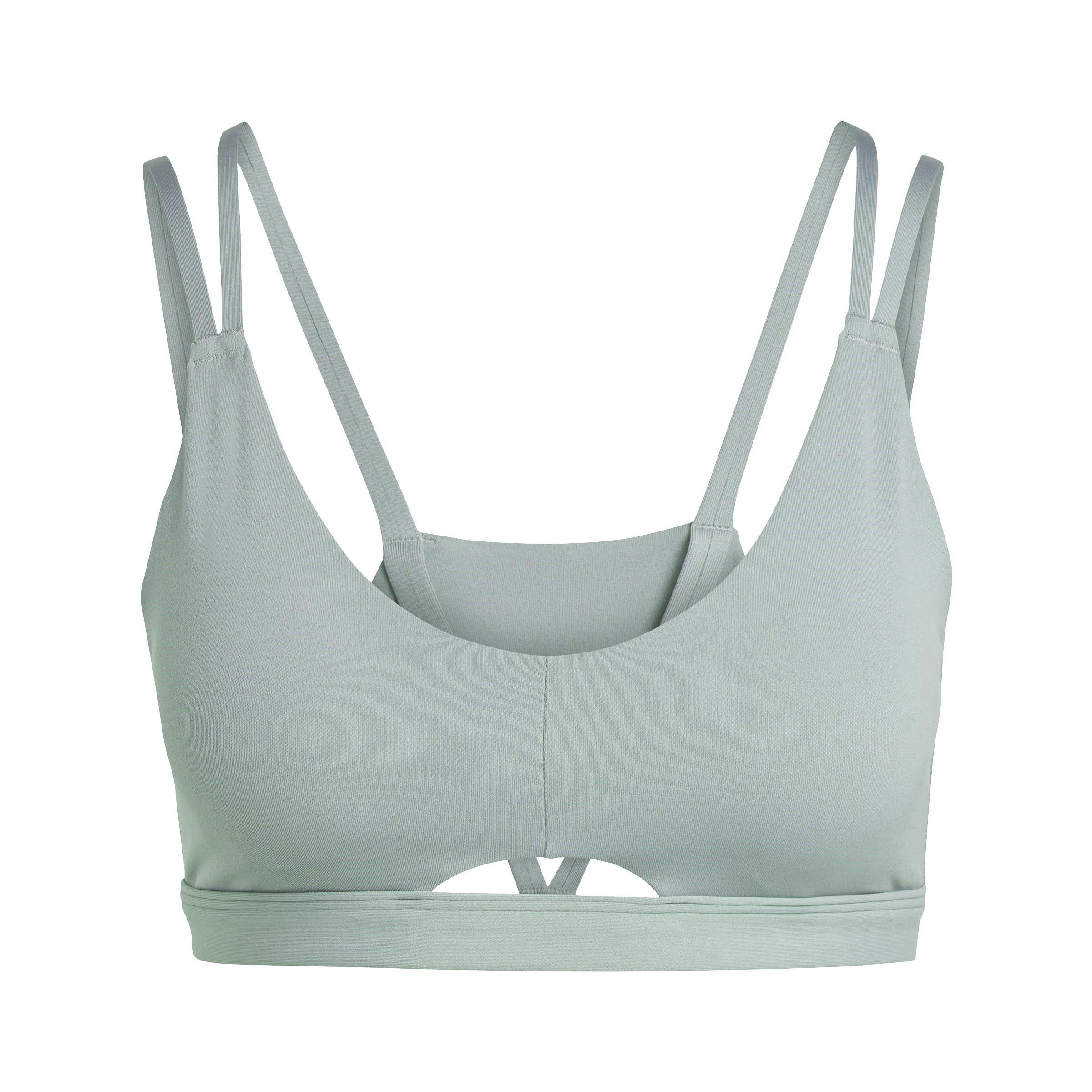 Silver Green - adidas - Yoga Studio Luxe Low Impact Sports Bra Womens - 1