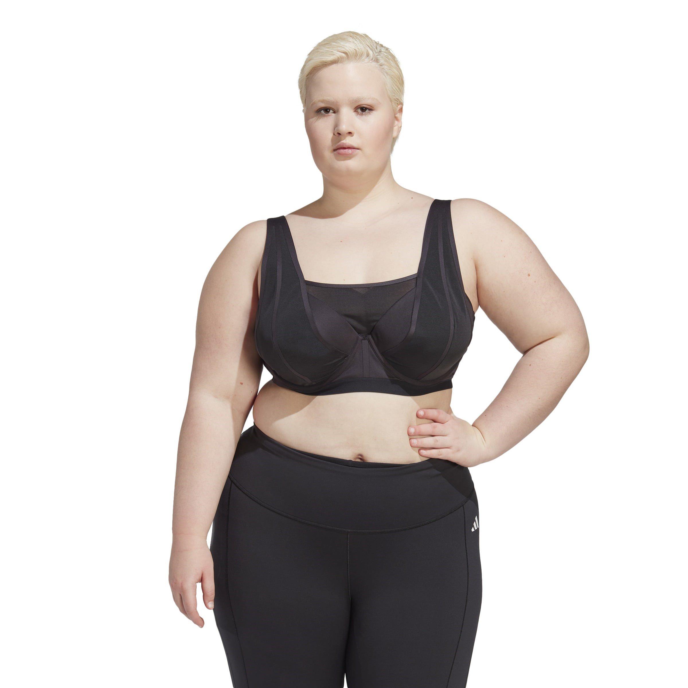 Crna - adidas - Collective Power Luxe High Support Medium Impact Sports Bra (Plus Size) - 3