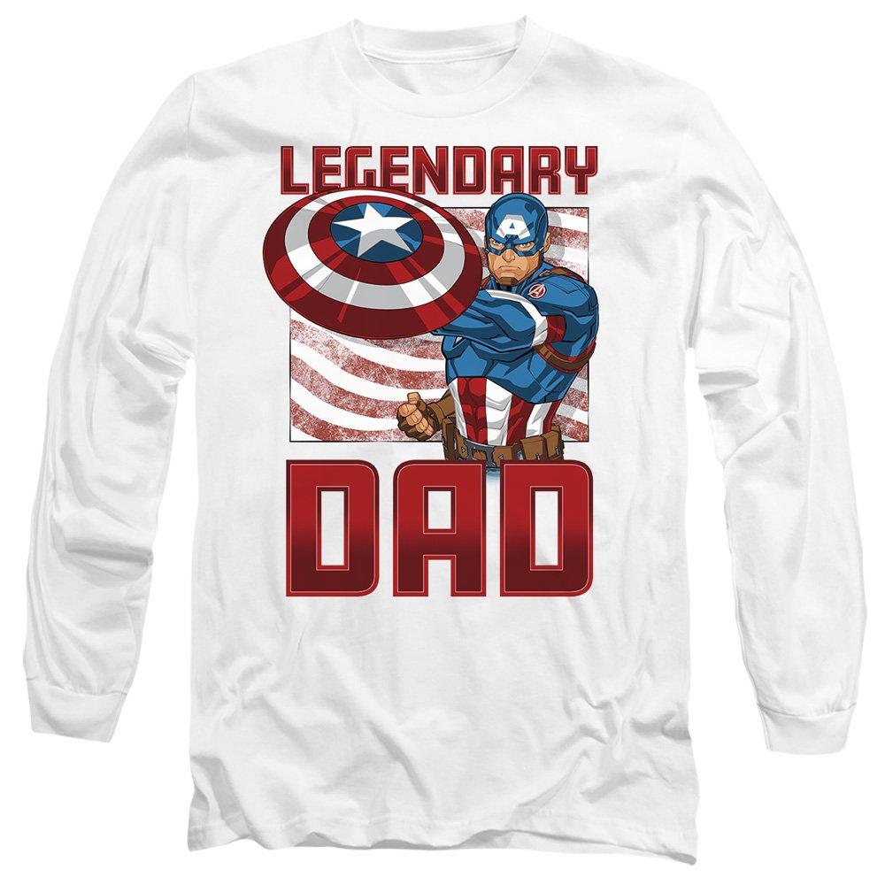 White - Marvel - Captain America Legendary Dad America Long Sleeve - 1