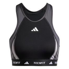 adidas TECHFIT Medium Support High Neck Colorblock Bra Womens