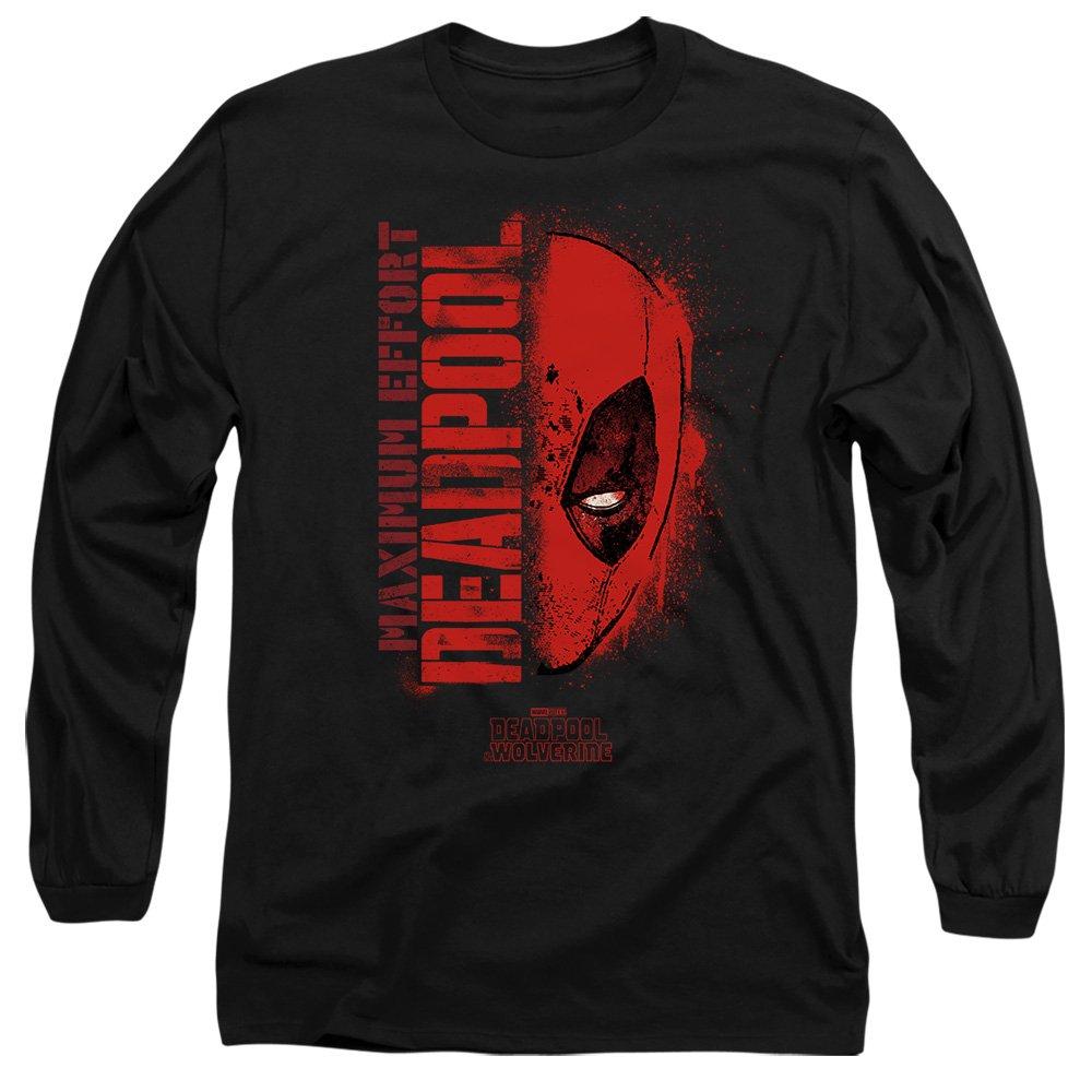 Marvel Men's Deadpool Graffiti Portrait Long Sleeve T-Shirt Bl - Black - XXL