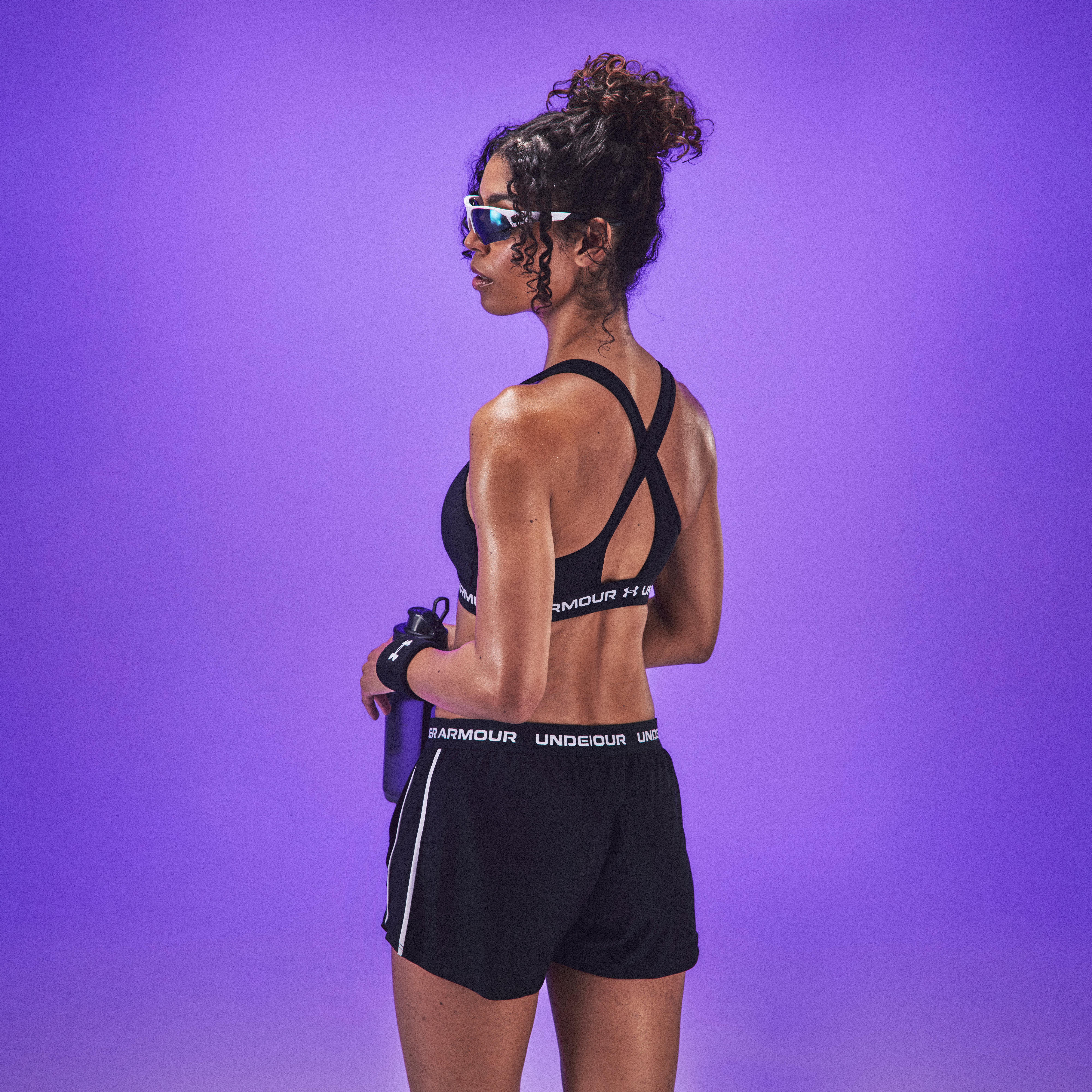 Zwart/Wit - Under Armour - Crossback Medium Impact Sports Bra - 4
