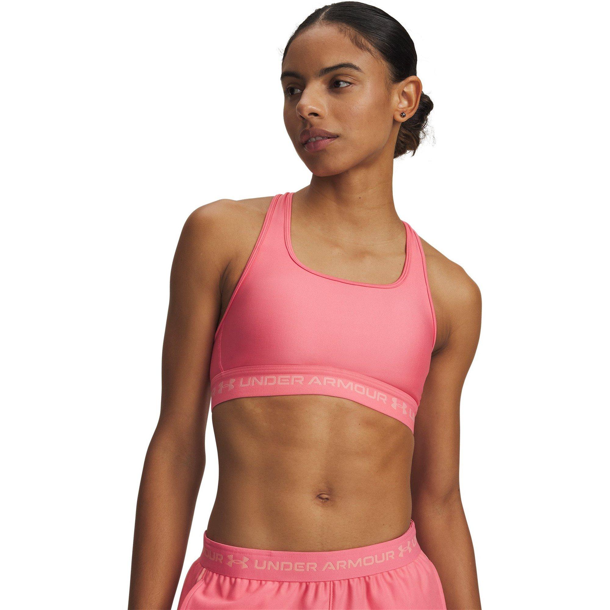 Under Armour Women's Crossback Medium Impact Sports Bra - Pink/Posh Pink - 8 (XS)