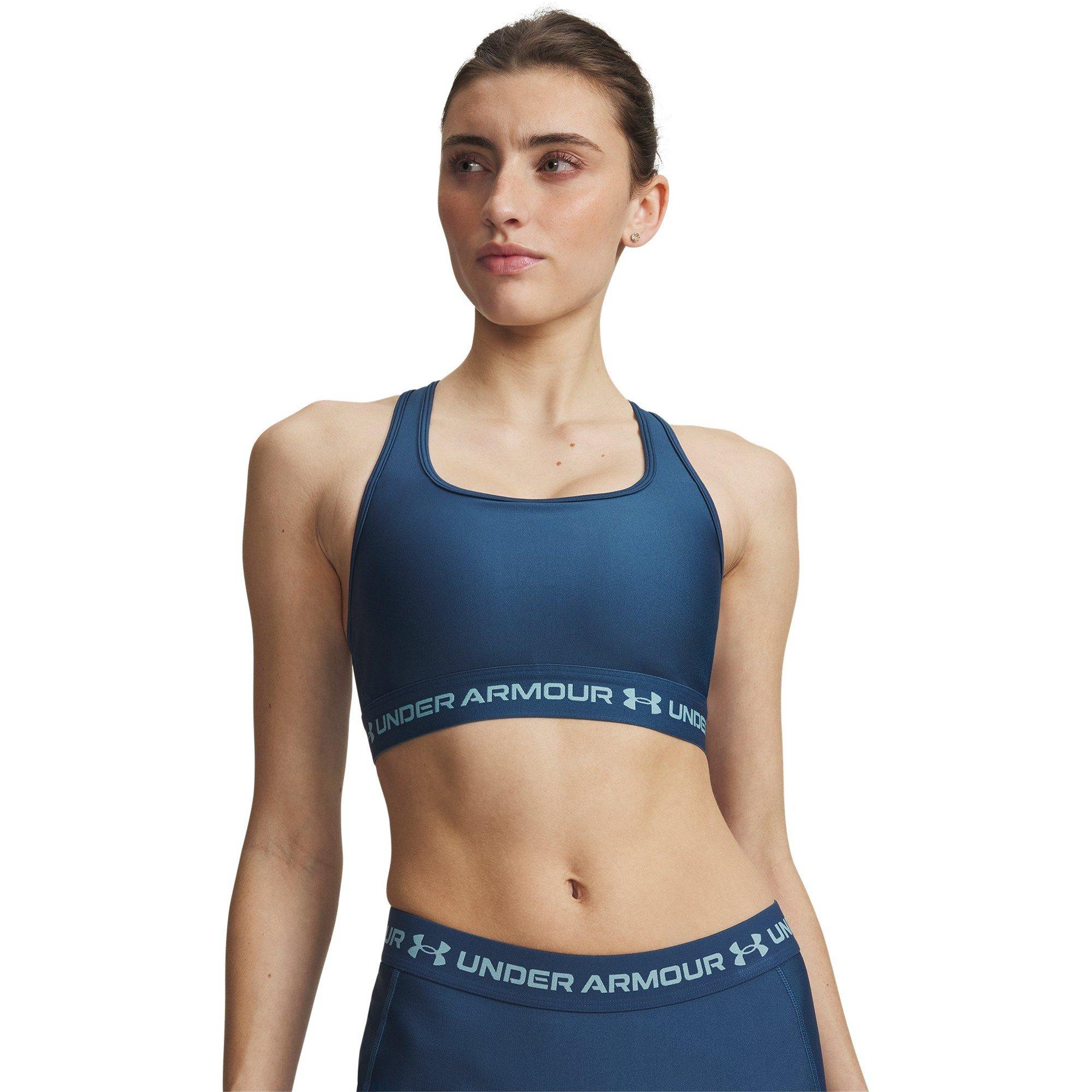 Under Armour Women's Crossback Medium Impact Sports Bra - Blue/Blue Haze - 14 (L)