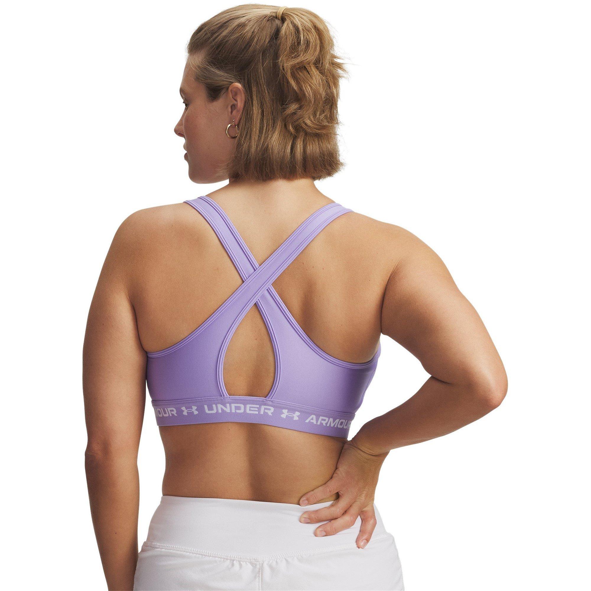 Transparent/Wht - Under Armour - Crossback Medium Impact Sports Bra - 12
