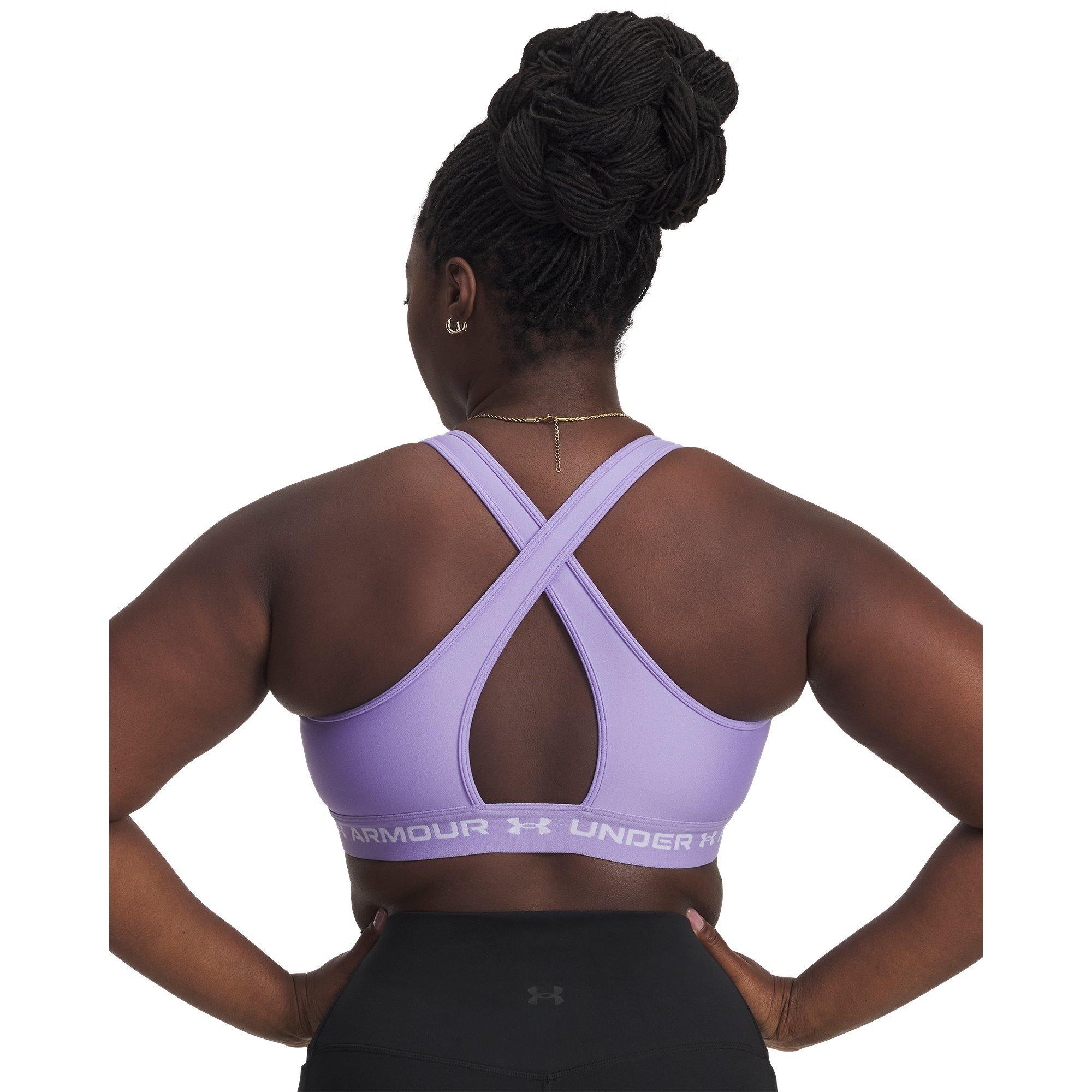 Transparent/Wht - Under Armour - Crossback Medium Impact Sports Bra - 14