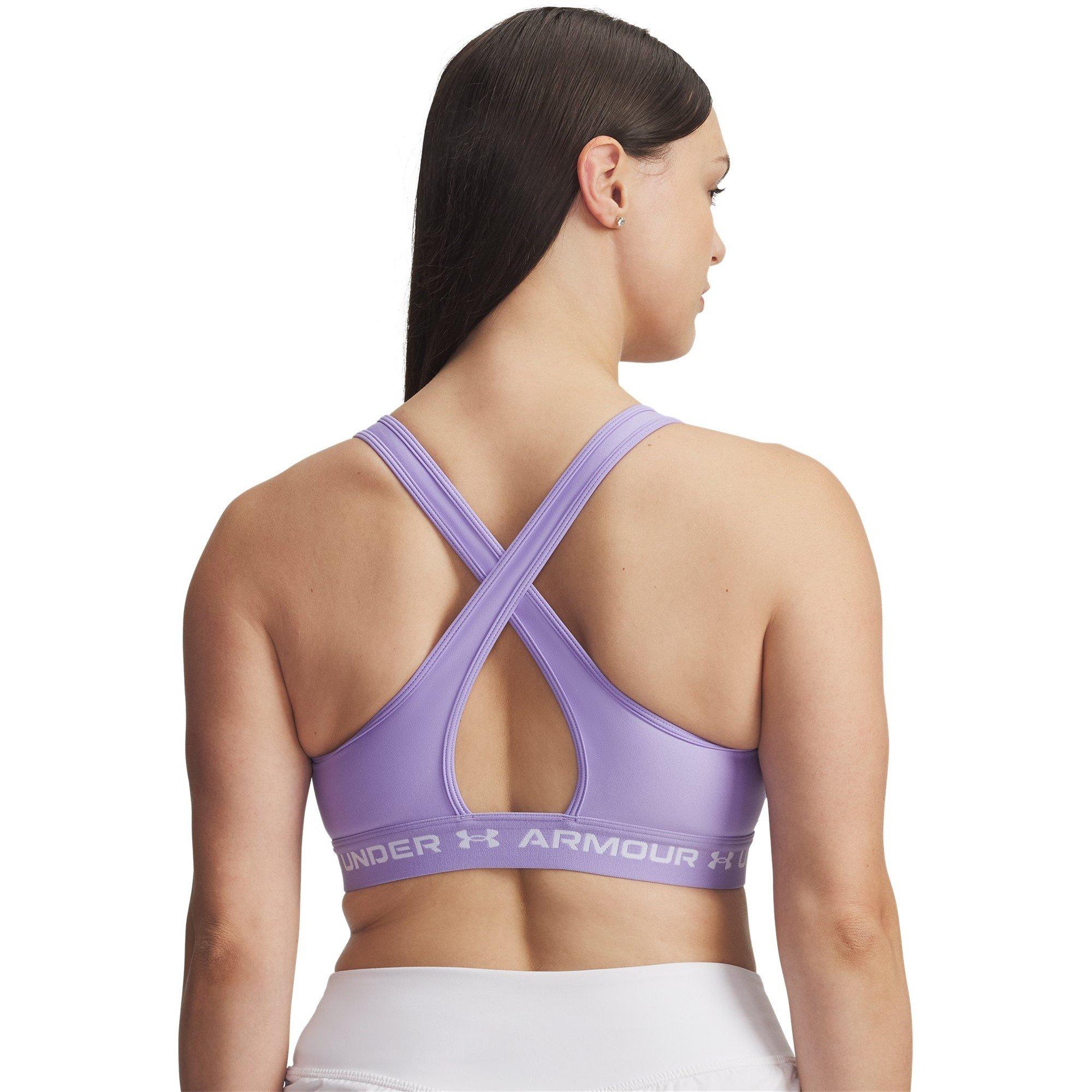 Transparent/Wht - Under Armour - Crossback Medium Impact Sports Bra - 10