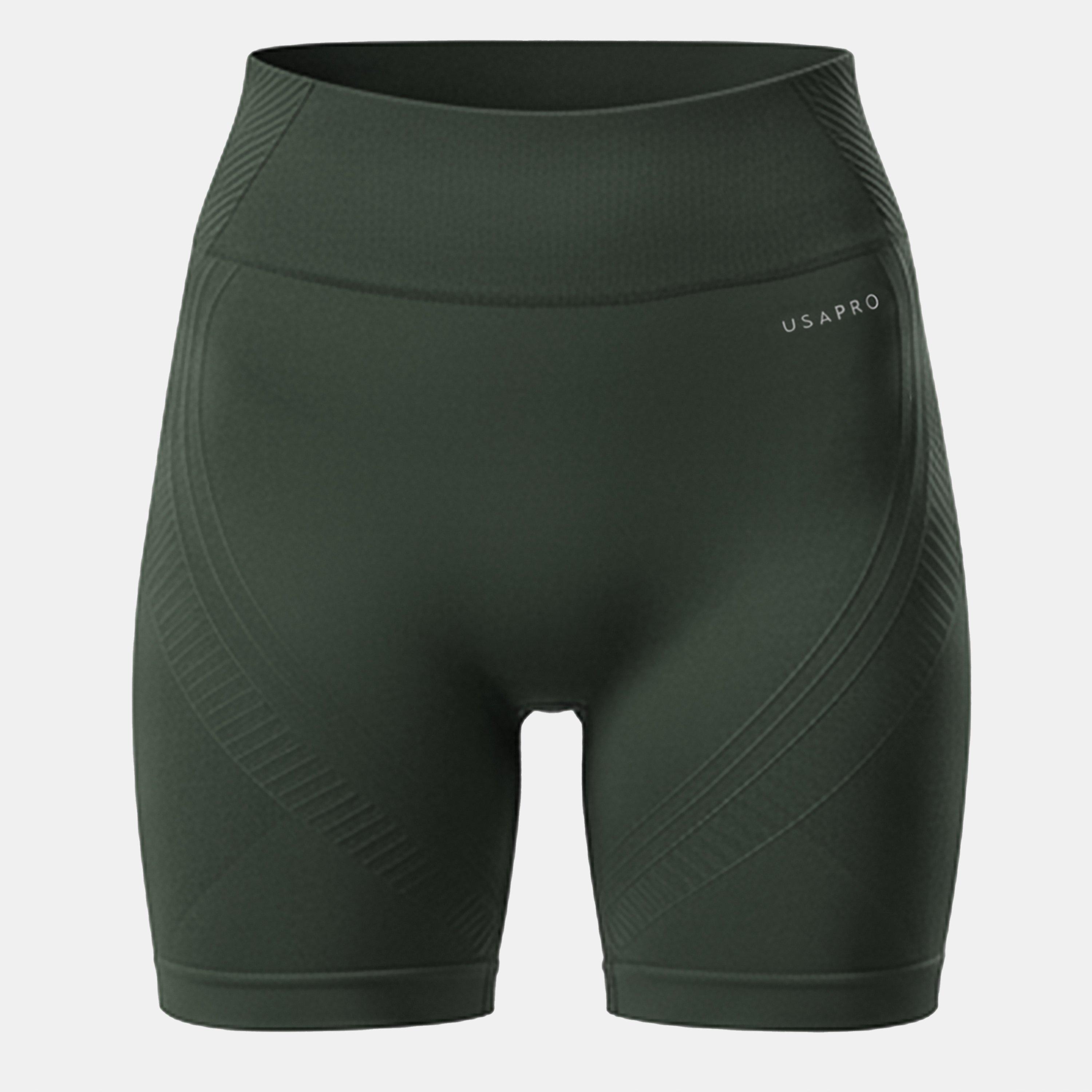 Usa Pro Women's Seamless Longline Cycling Shorts - Khaki - 14 (42)