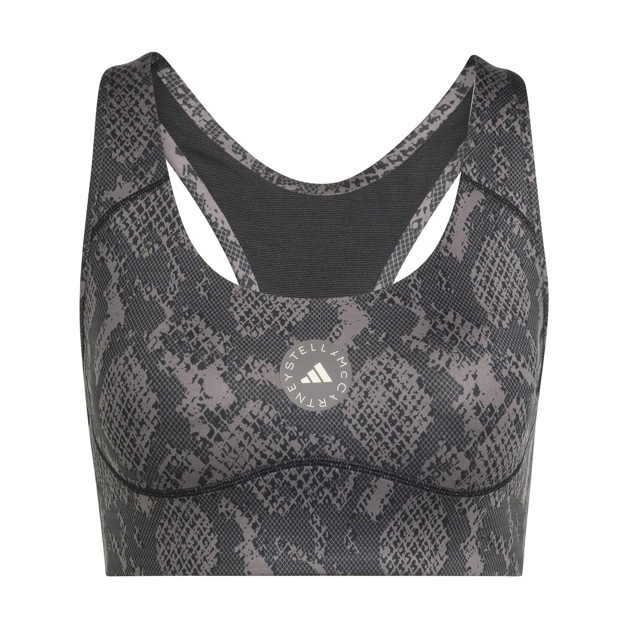 adidas by Stella McCartney Women's Medium Impact Sports Bra - Python Charcoal - Size 12 (M)