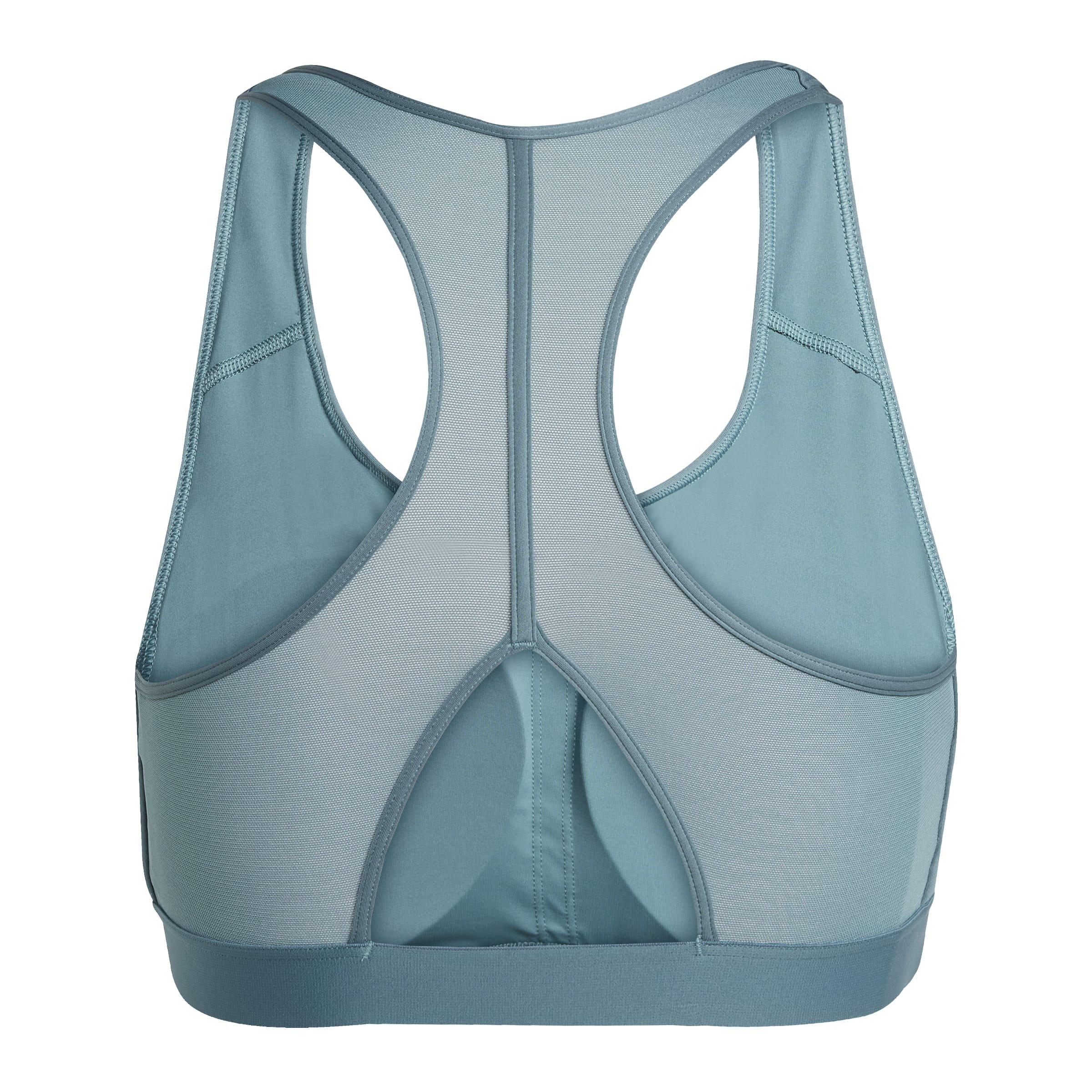Teal/White - adidas - Powerimpact Train Medium-Support 3-Stripes Bra Womens - 2