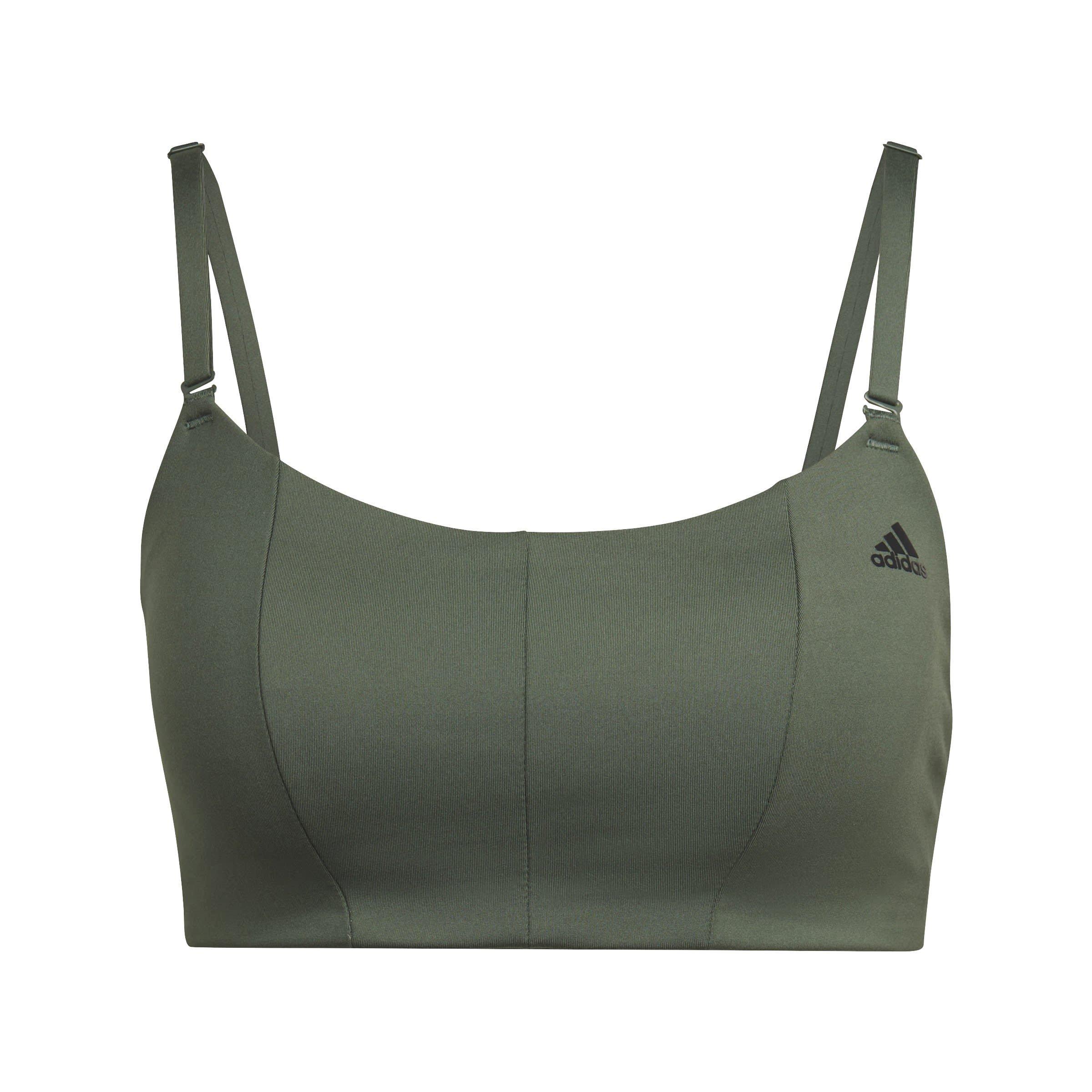 Verde - adidas - Yoga Studio Light Support Sports Bra Womens - 1