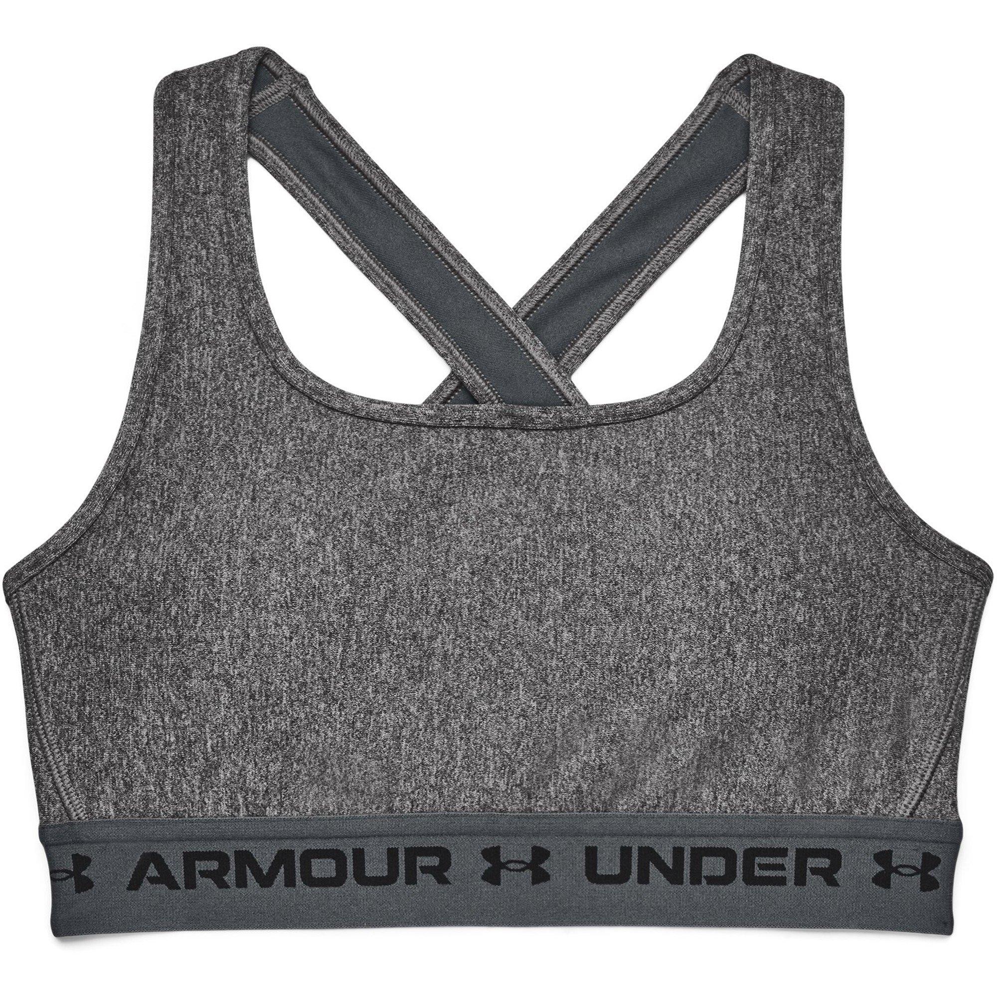 Charcoal/White - Under Armour - Crossback Medium Impact Sports Bra Womens - 1